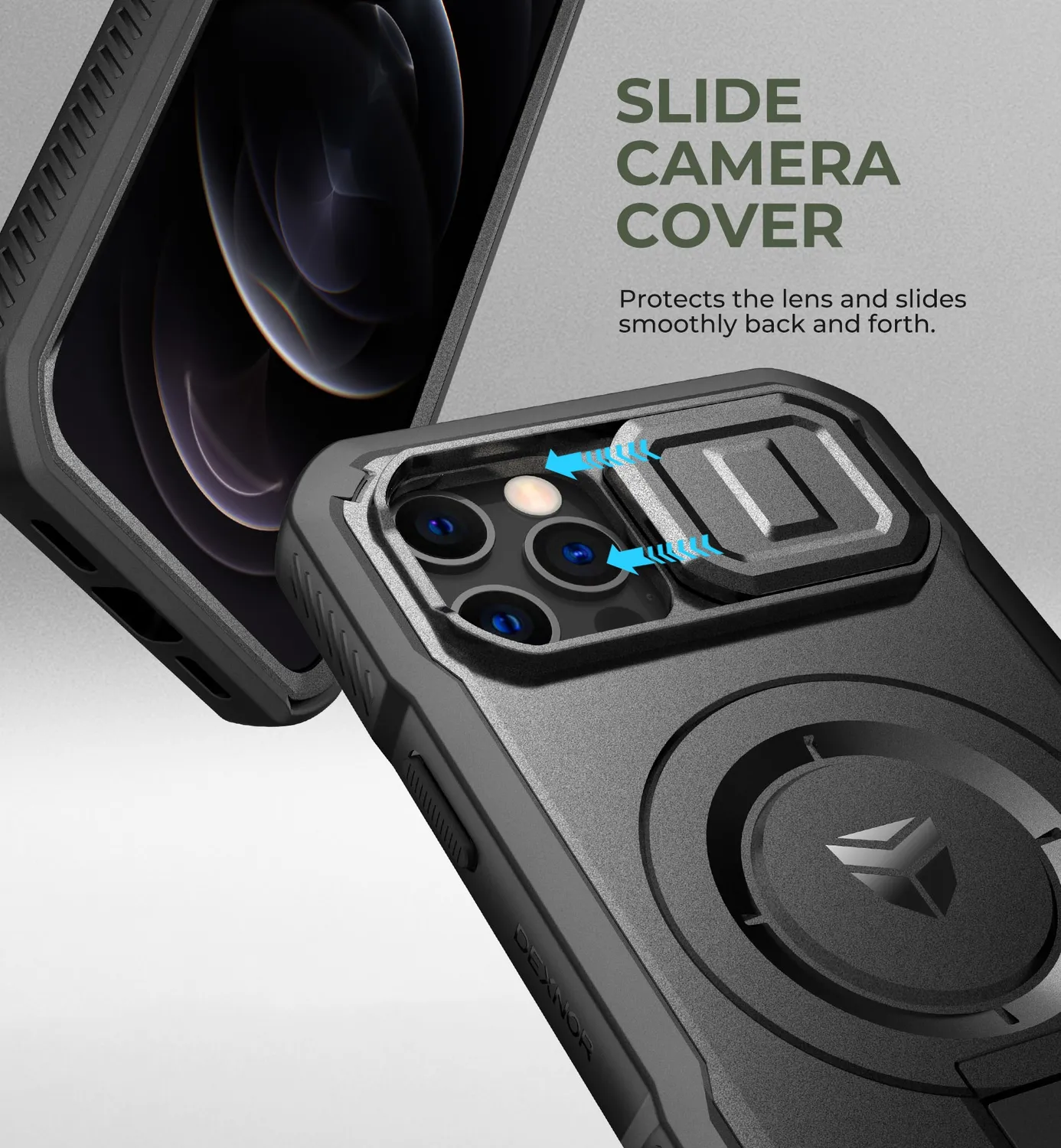 Dexnor iPhone 12 cover nera MagSafe antishock con stand