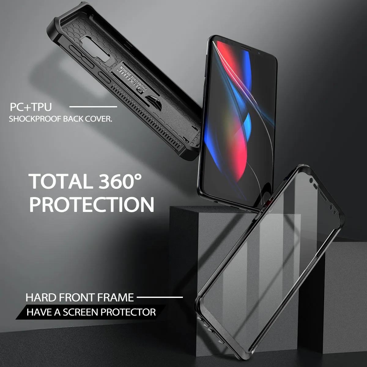 Dexnor Cover Galaxy S9 Nera Antishock con Stand e Vetro