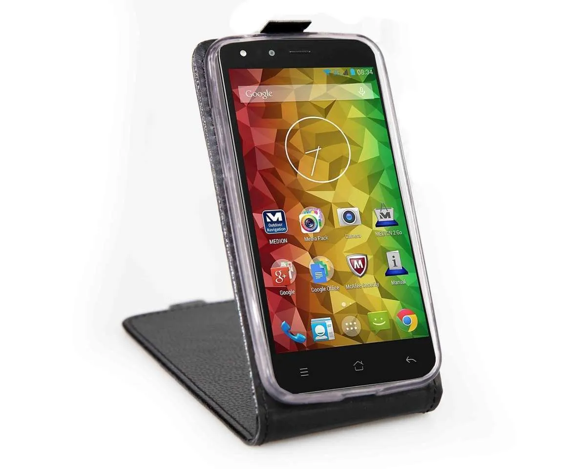 caseroxx Flip Cover Medion Life E5004 MD 99628 nero