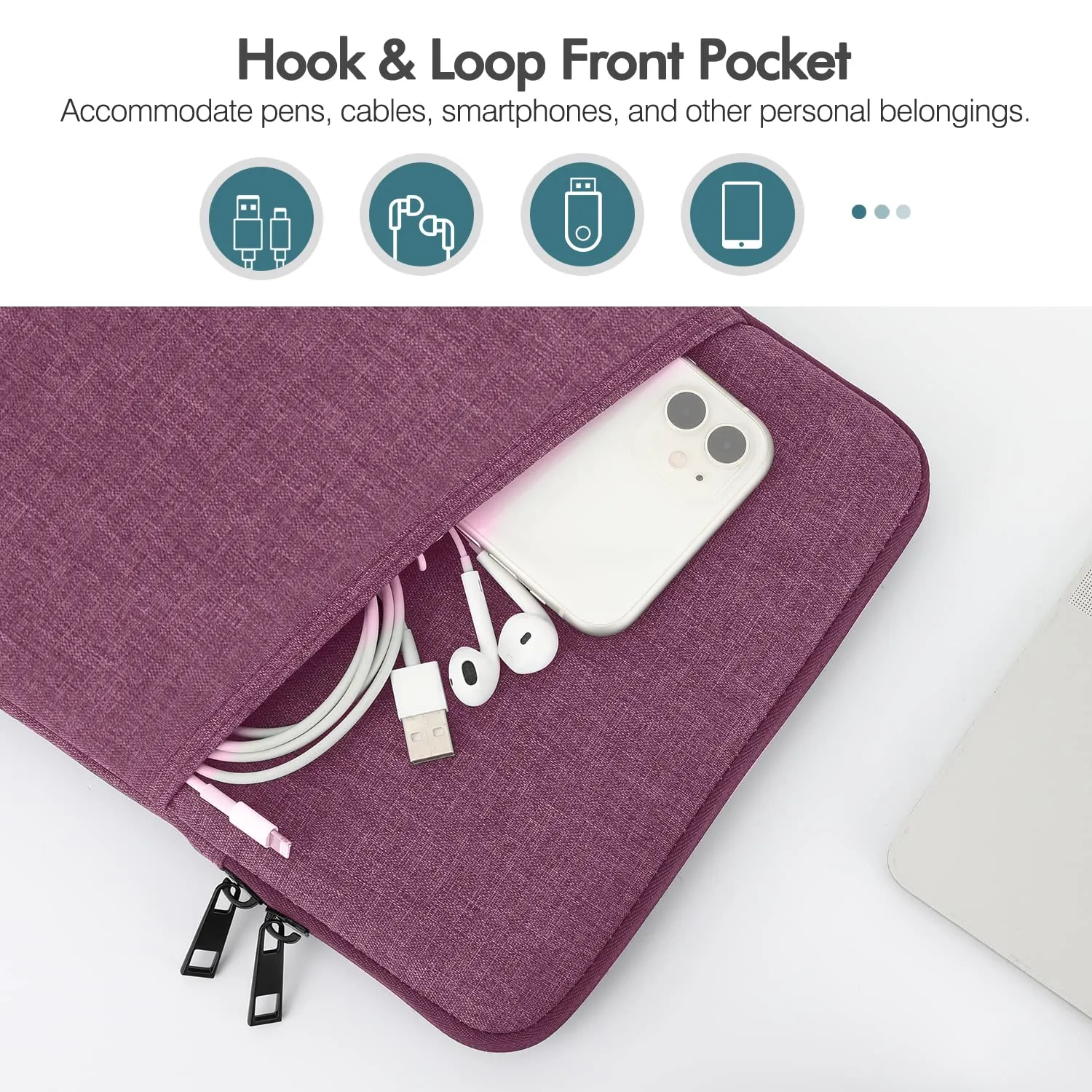 MoKo Custodia Tablet 9-11" Viola con Tasca e Zip