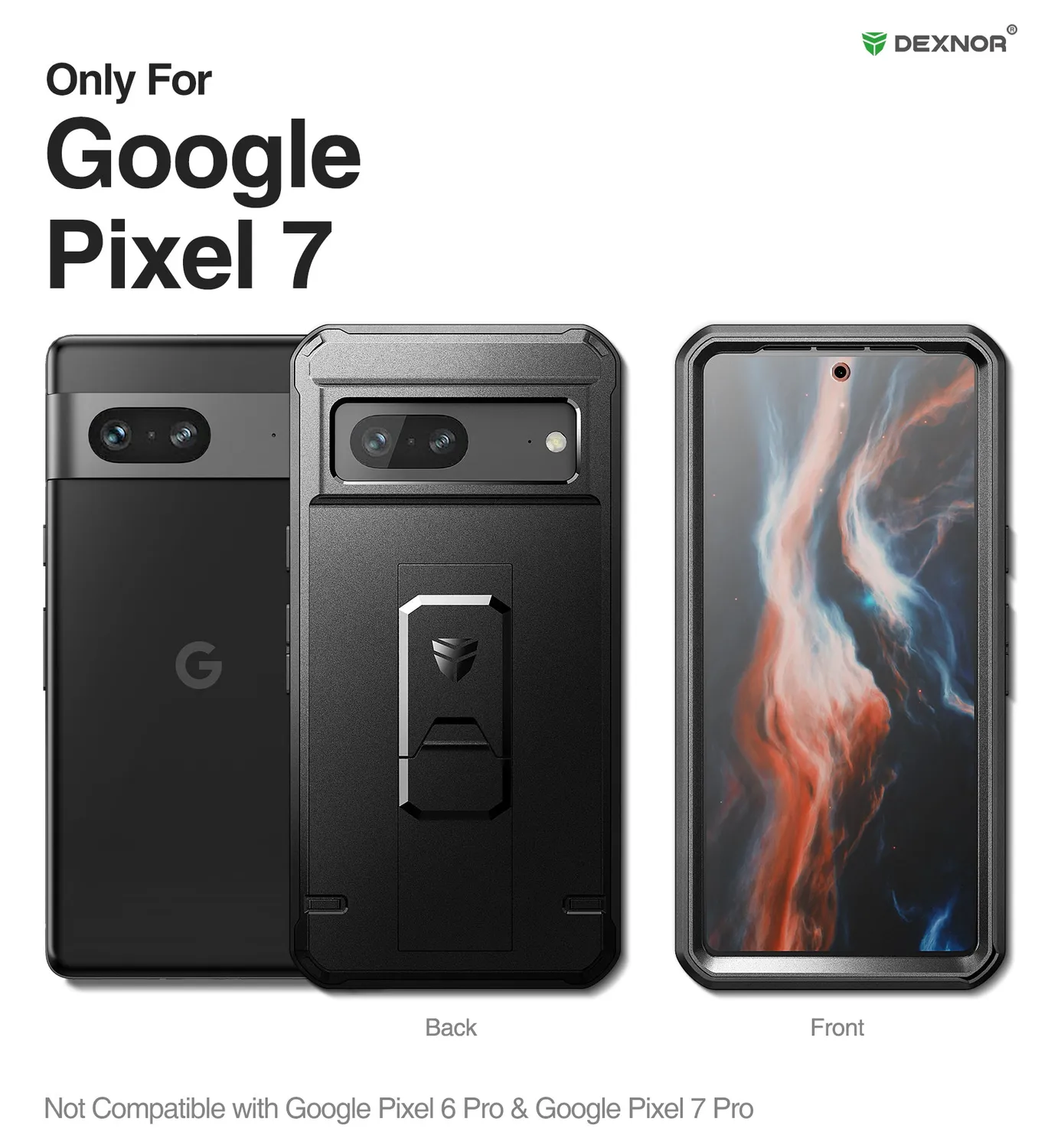 Dexnor Cover Google Pixel 7 Nera Full-Body con Stand