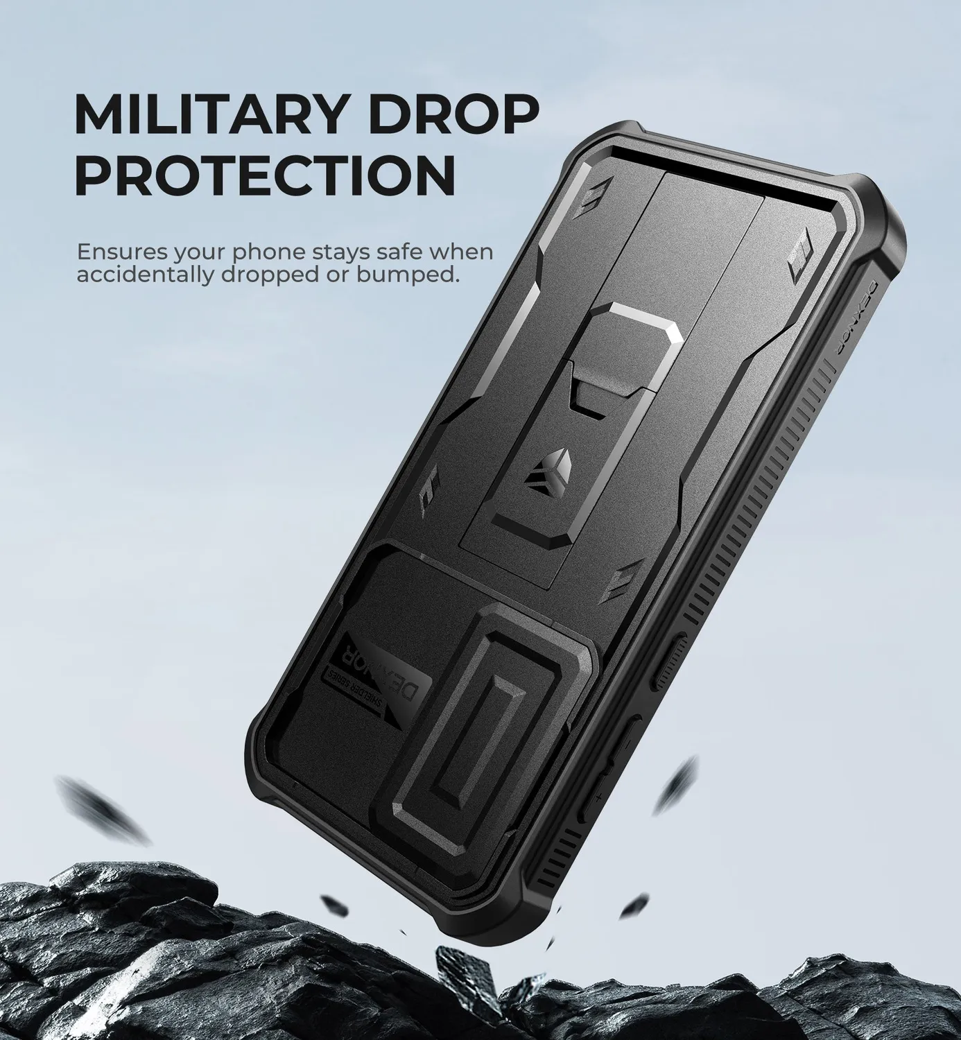 Dexnor Galaxy A55 5G custodia nera antiurto kickstand