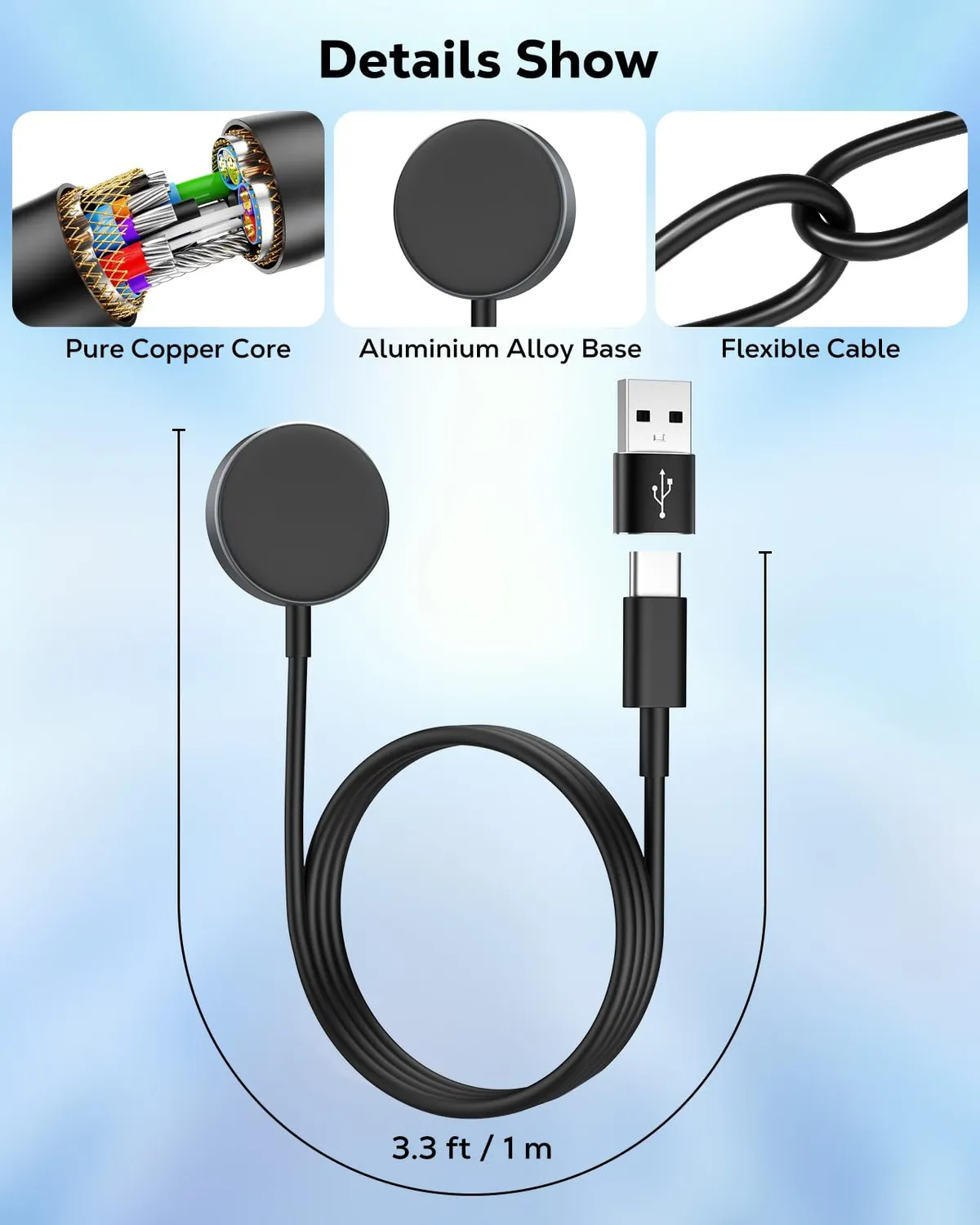 MoKo Galaxy Watch Caricatore USB-C Magnetico 2 in 1 1 Pezzo