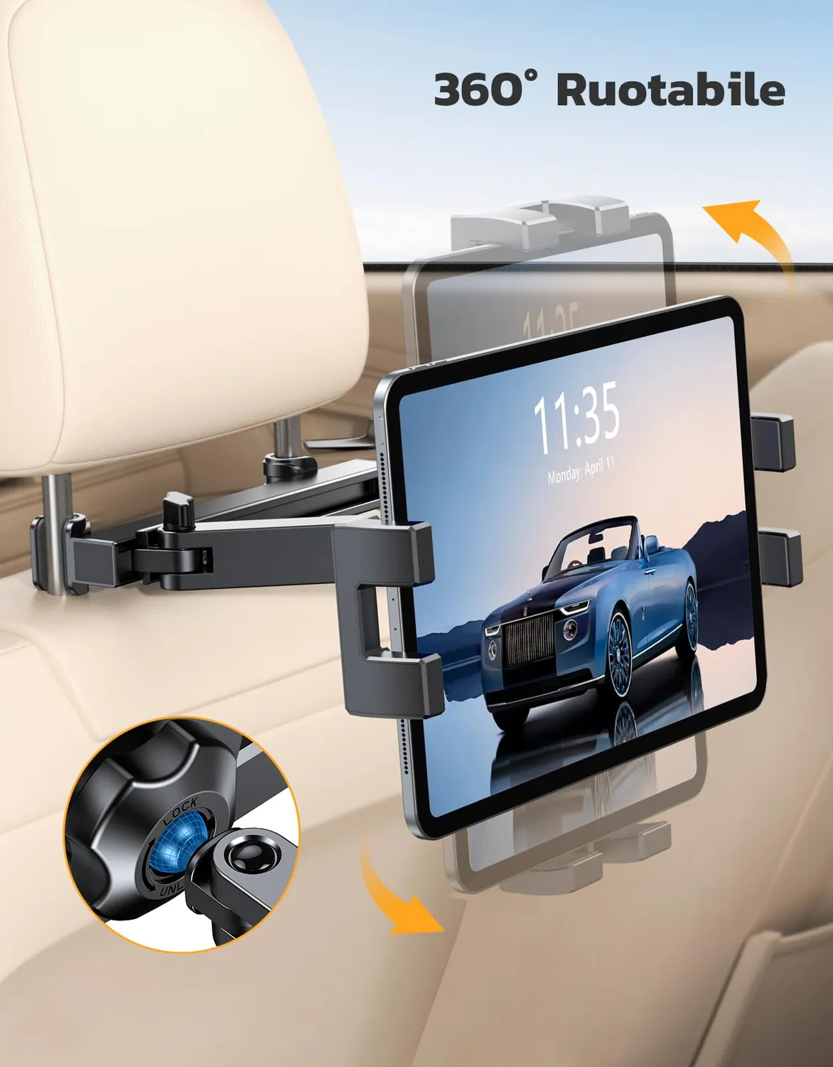 EOIWUY Supporto Tablet Auto Poggiatesta 4,7-12,9 Pollici
