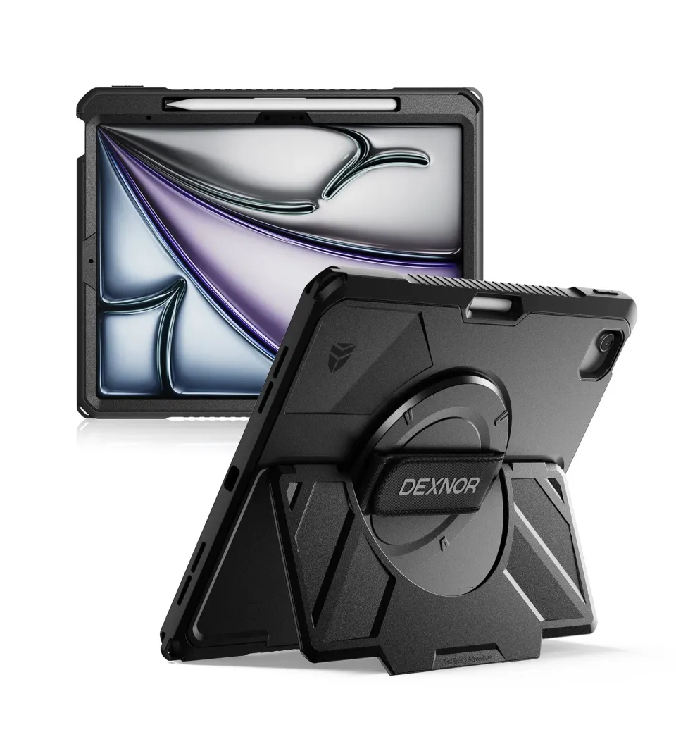 Dexnor iPad Air 13 M3 custodia 360° con stand nera