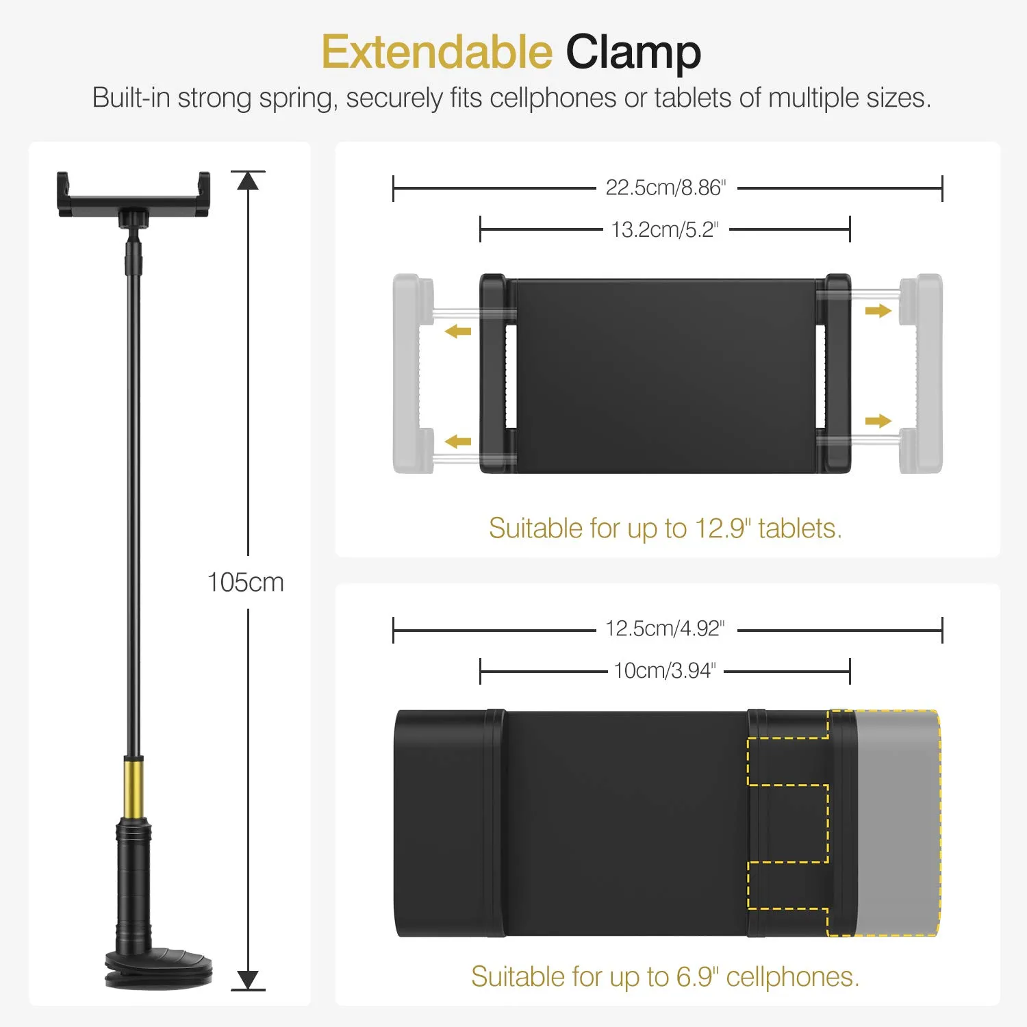 MoKo supporto tablet cellulari regolabile nero a morsetto