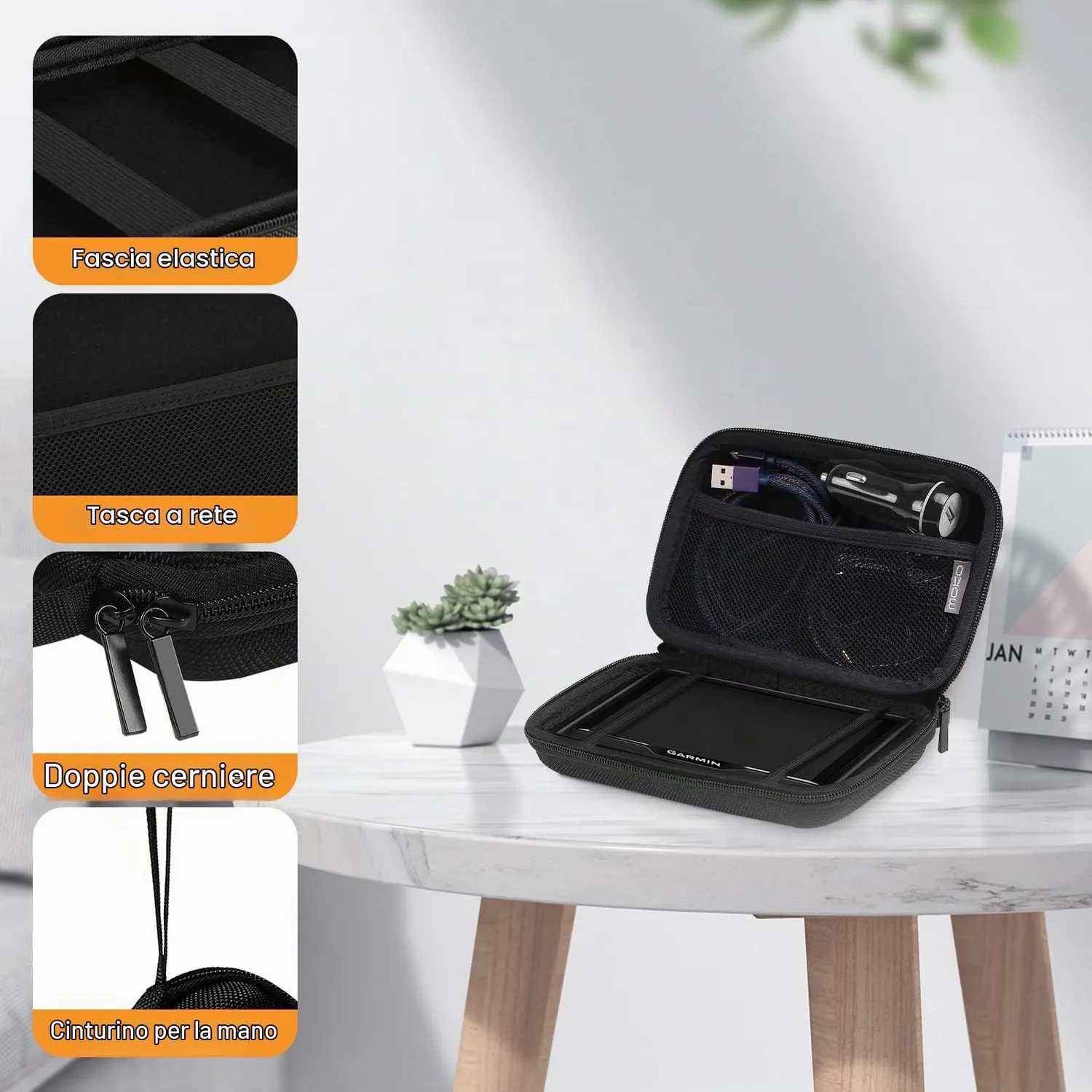 MoKo custodia GPS 7 pollici nera 18 cm imbottita