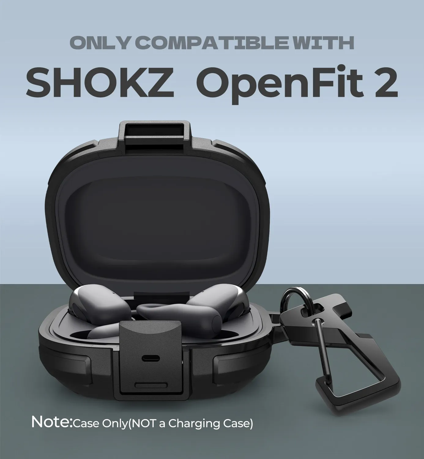 Dexnor Shokz OpenFit 2 2025 custodia nera moschettone