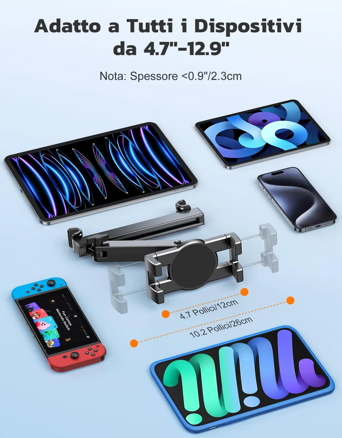 EOIWUY Supporto Tablet Auto Poggiatesta 4,7-12,9 Pollici