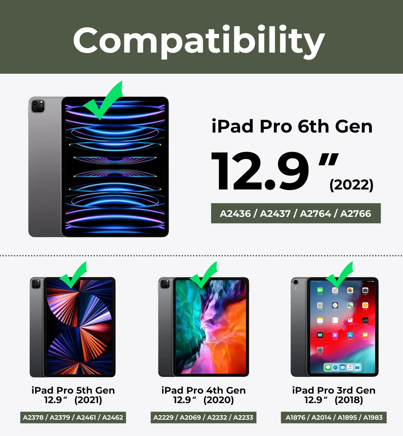 Dexnor iPad Pro 12.9 2020-2022 cover nera con pellicola