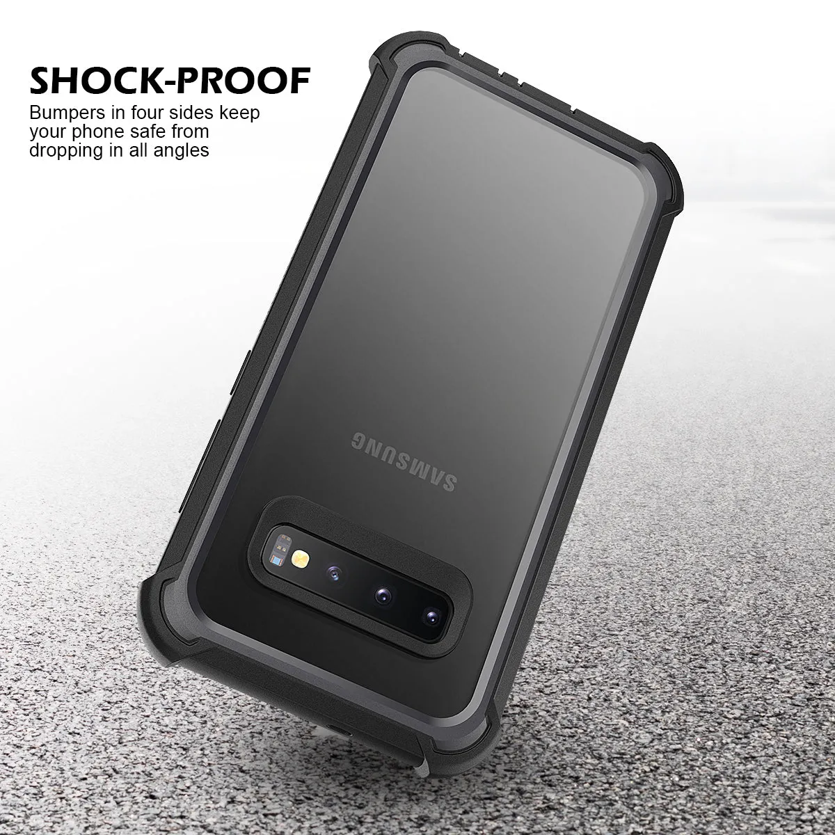 Dexnor Galaxy S10 Plus cover telefono nera antishock vetro
