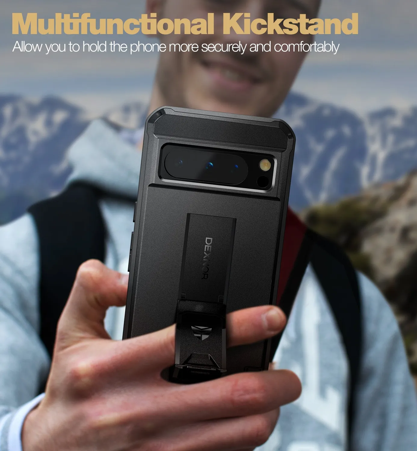 Dexnor per Pixel 8 Pro Custodia Nera rugged 2 pellicole