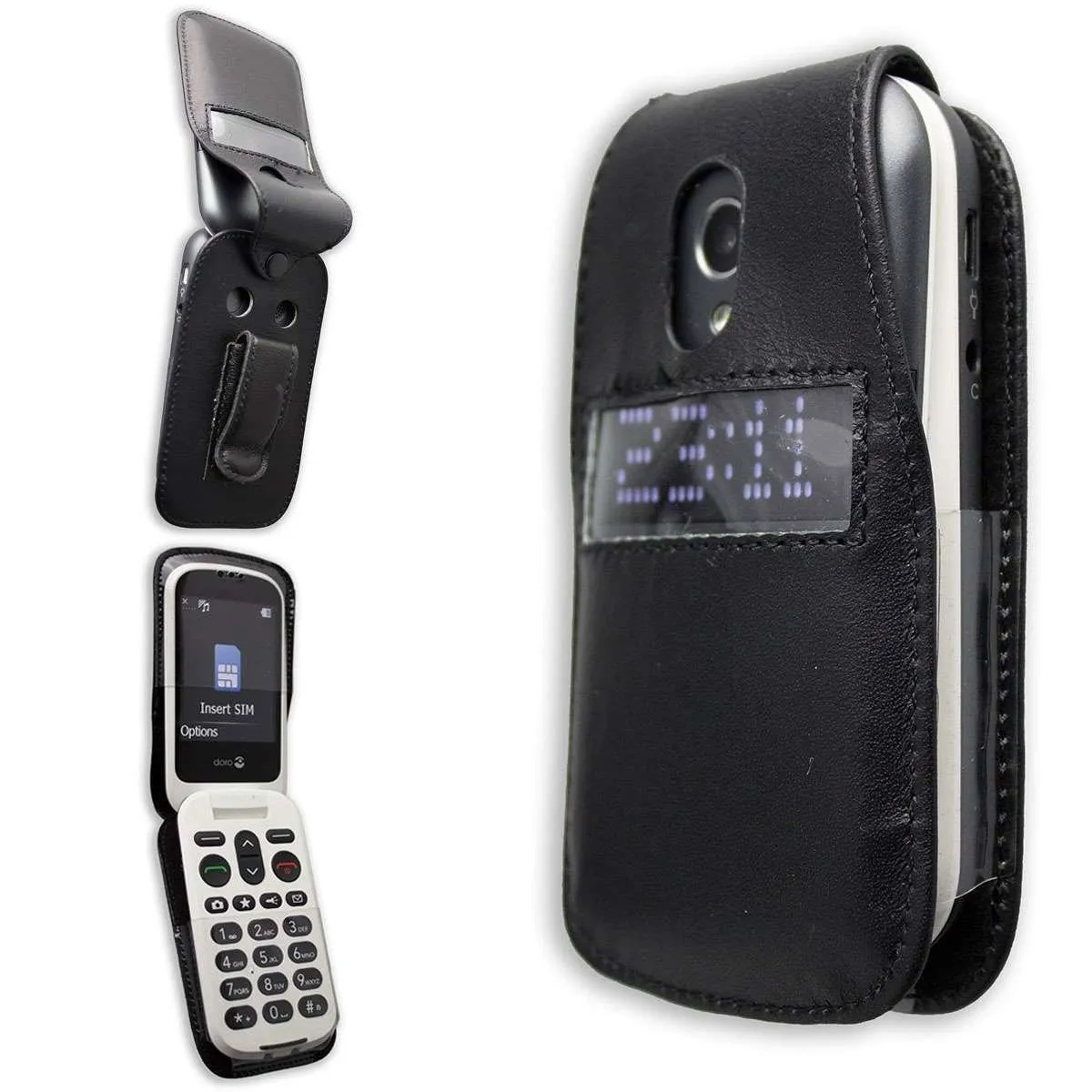 caseroxx Custodia Pelle Doro 6050/6051 Nera Clip Cintura