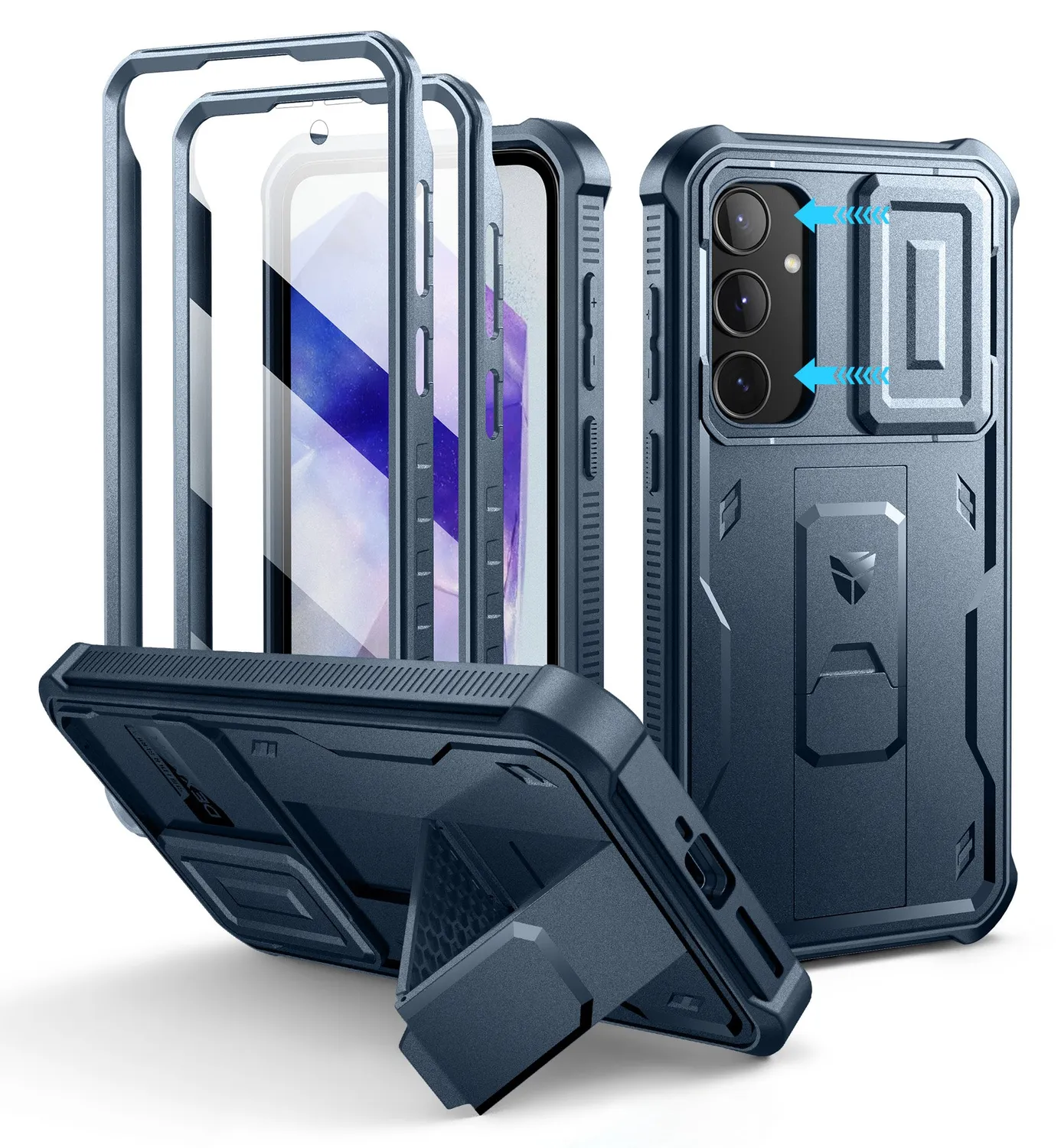 Dexnor Galaxy A55 5G custodia nera antiurto kickstand