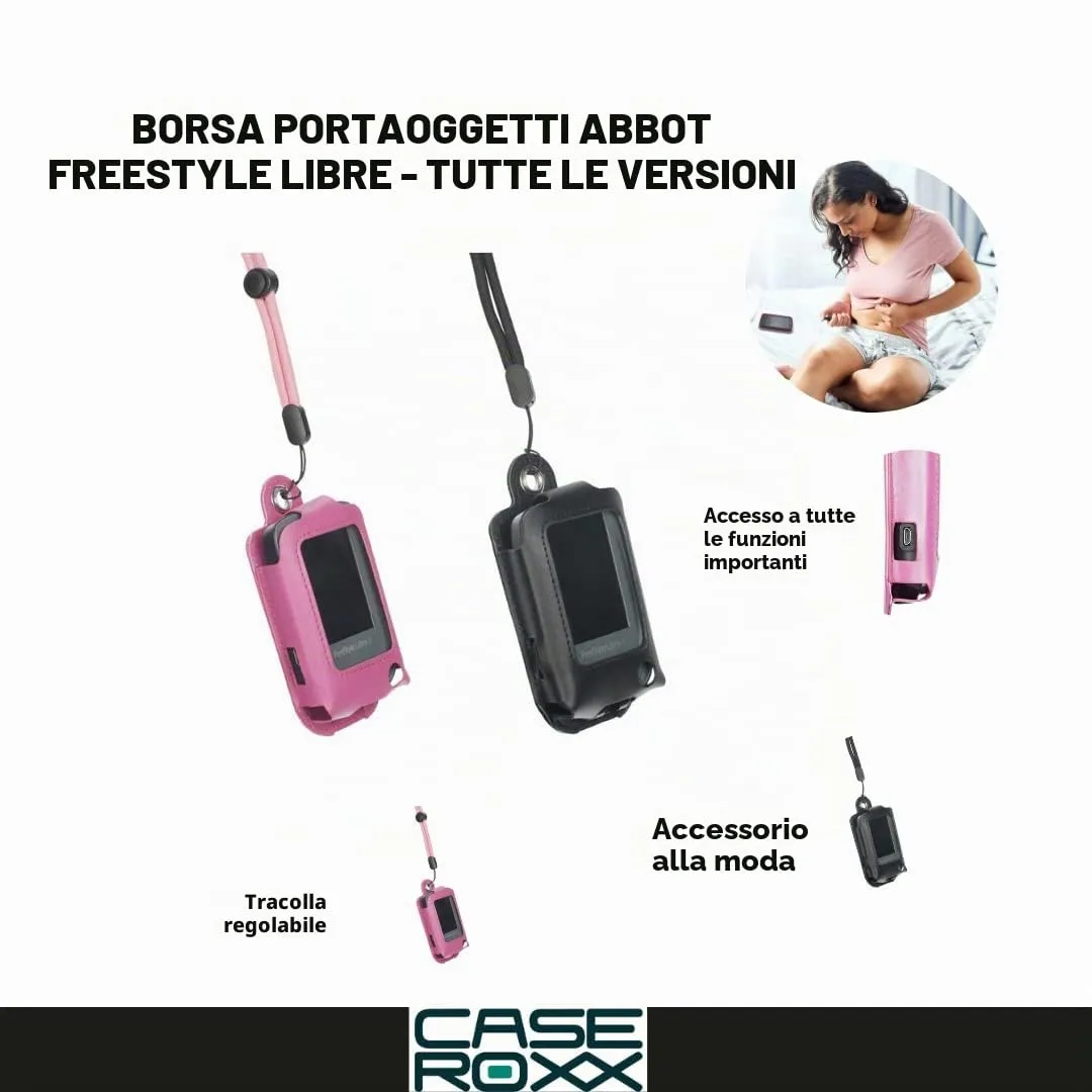 caseroxx Freestyle Libre Custodia Misuratore Glicemia Nero Cordino