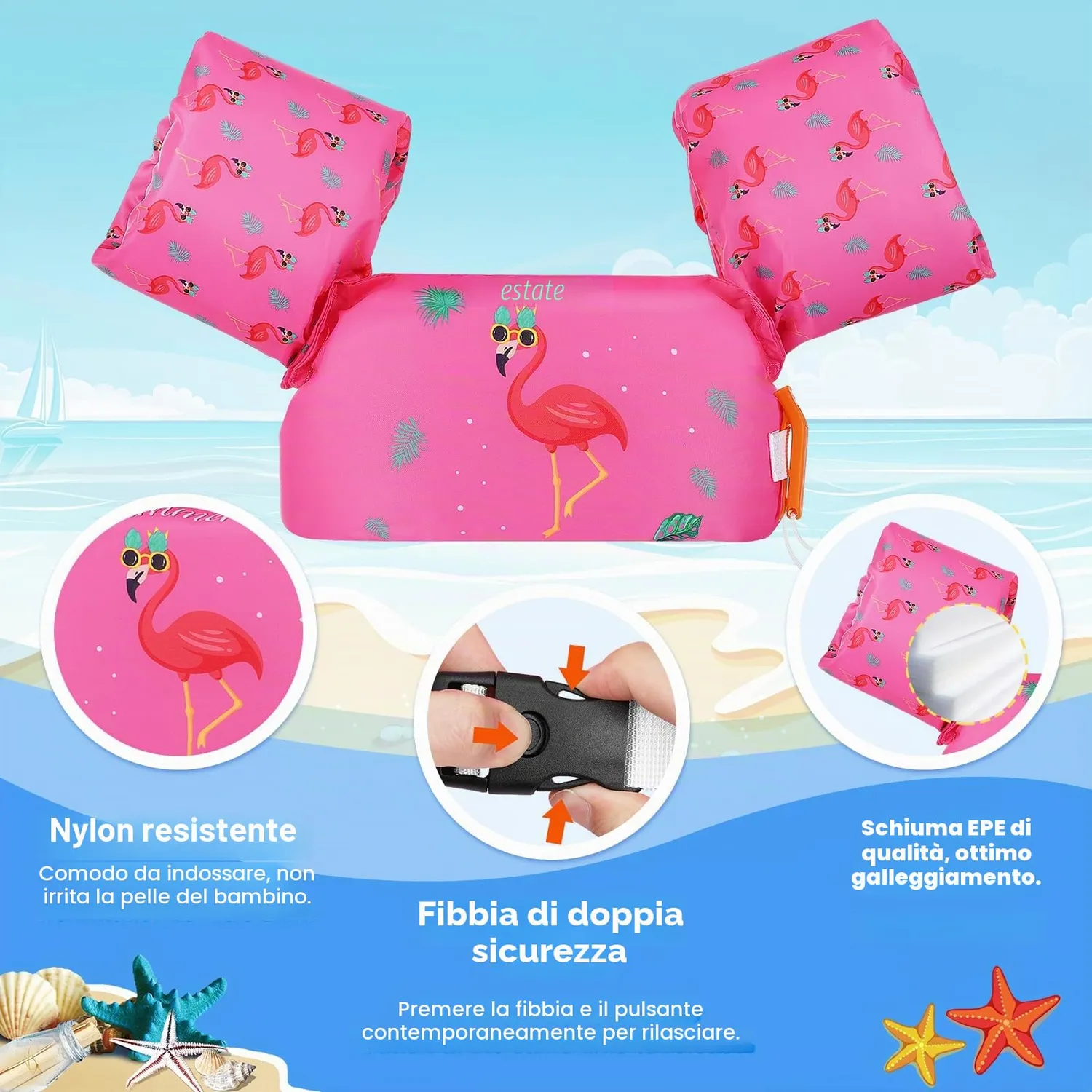 MoKo Gilet Nuoto Bambini Magenta Braccioli Galleggiante