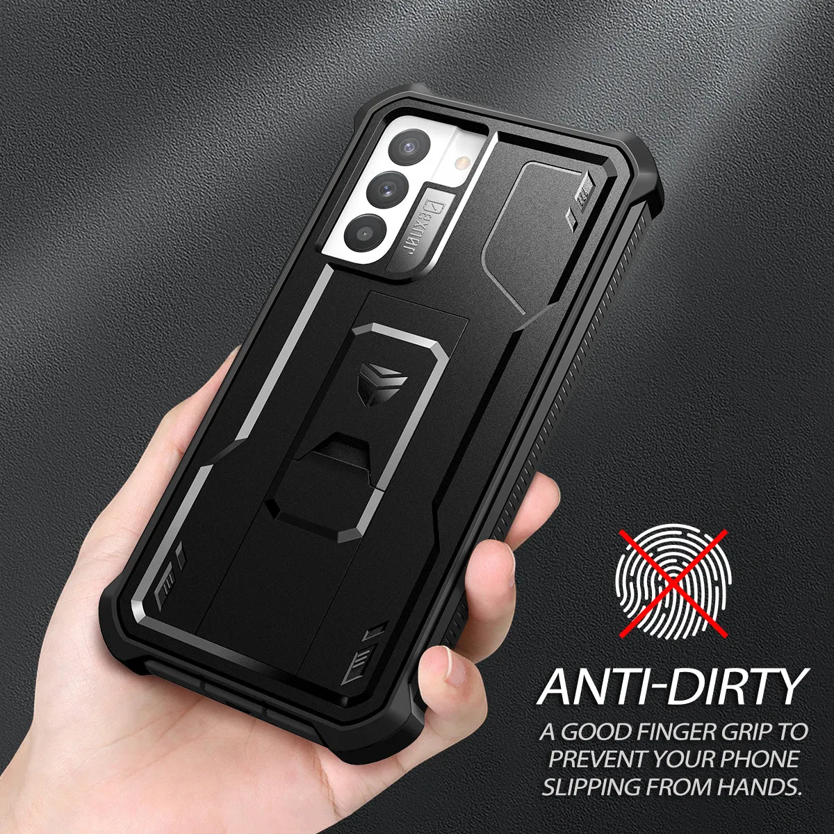 Dexnor per Galaxy S21 FE Custodia Nera corazzata stand