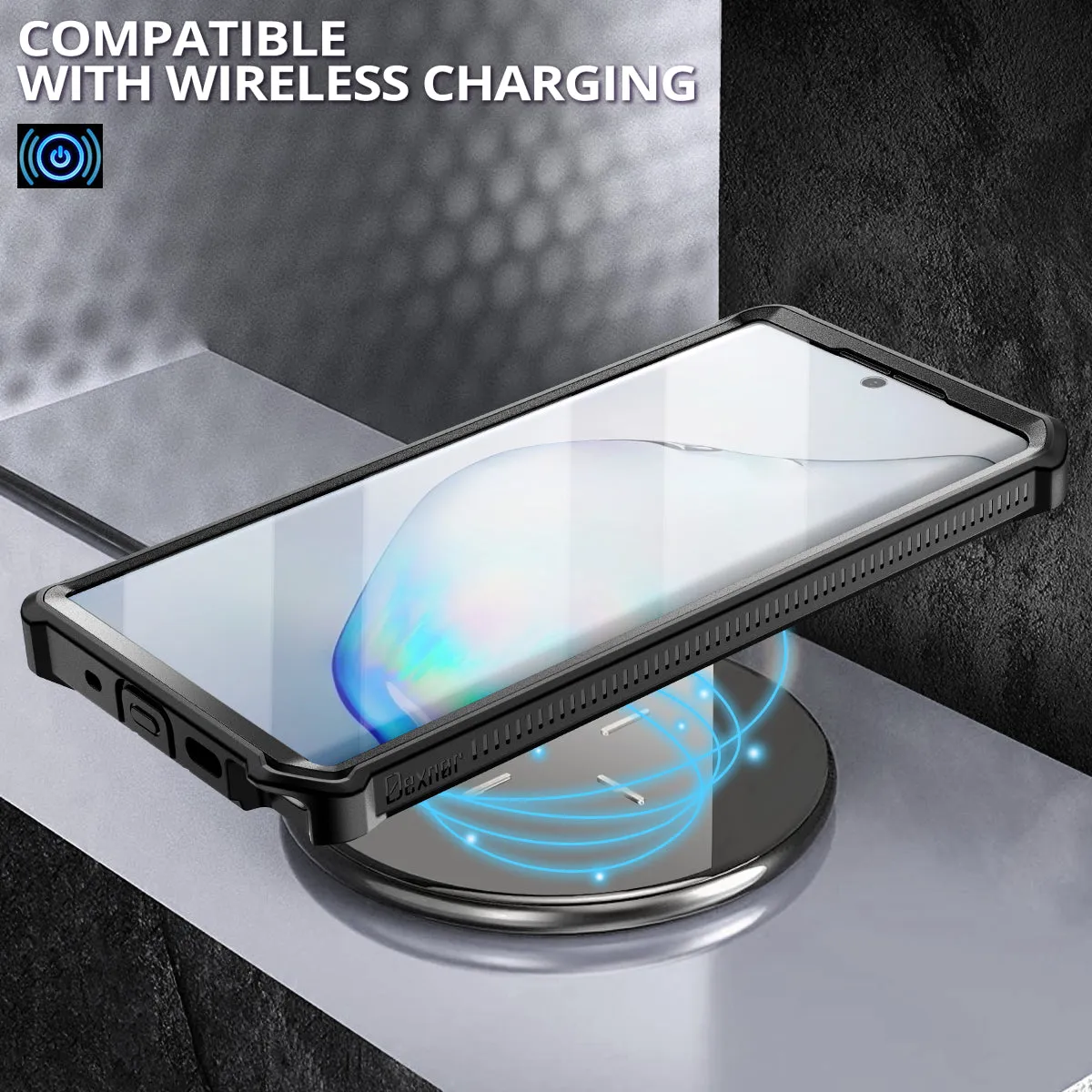 Dexnor Galaxy Note 10+ cover antishock nera + vetro