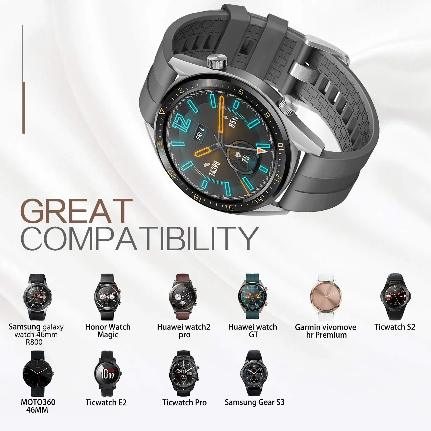 MoKo Watch GT Cinturino Sportivo 22mm Silicone Tricolore