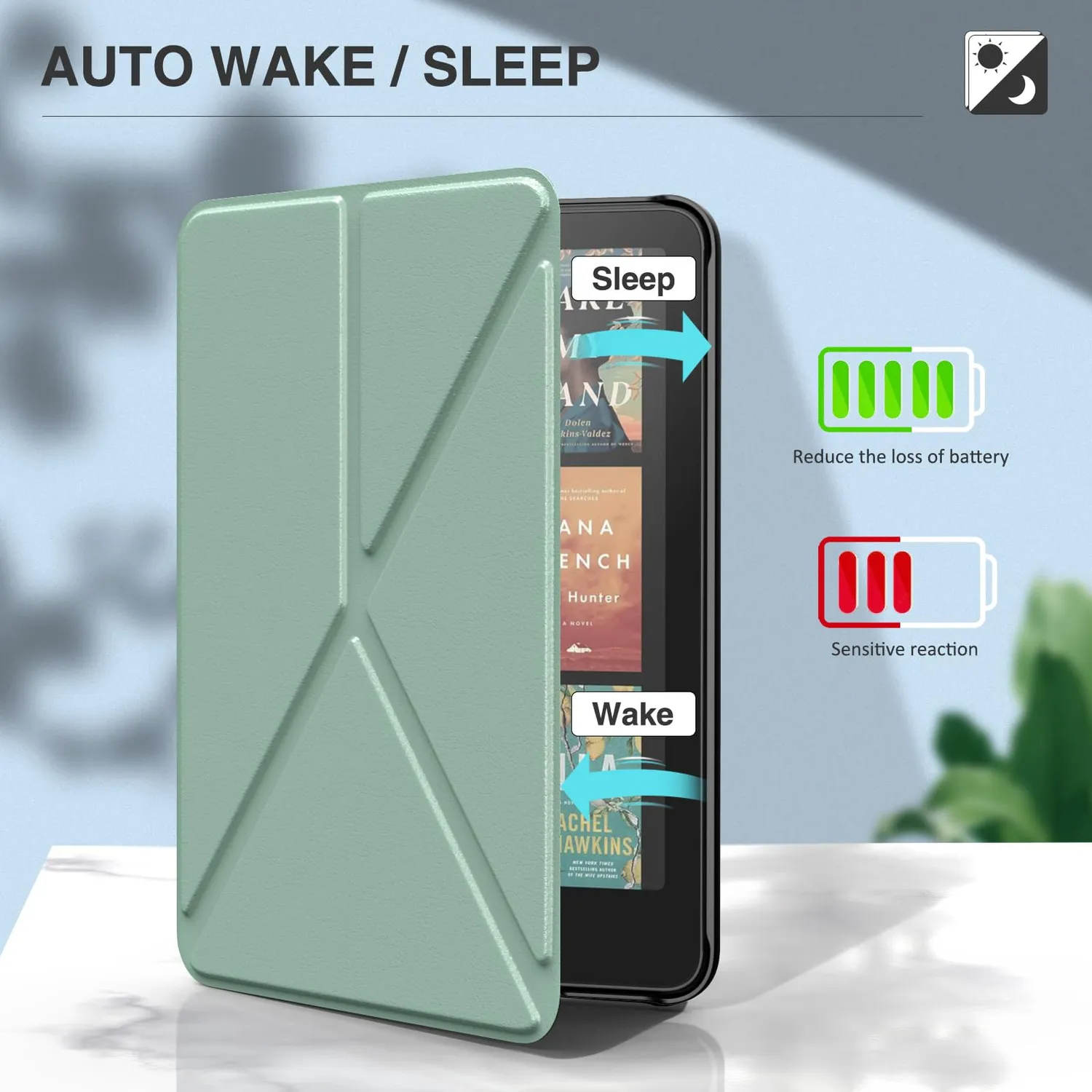 MoKo Kindle Paperwhite 12ª Gen Custodia 7" Verde Agave magnetica