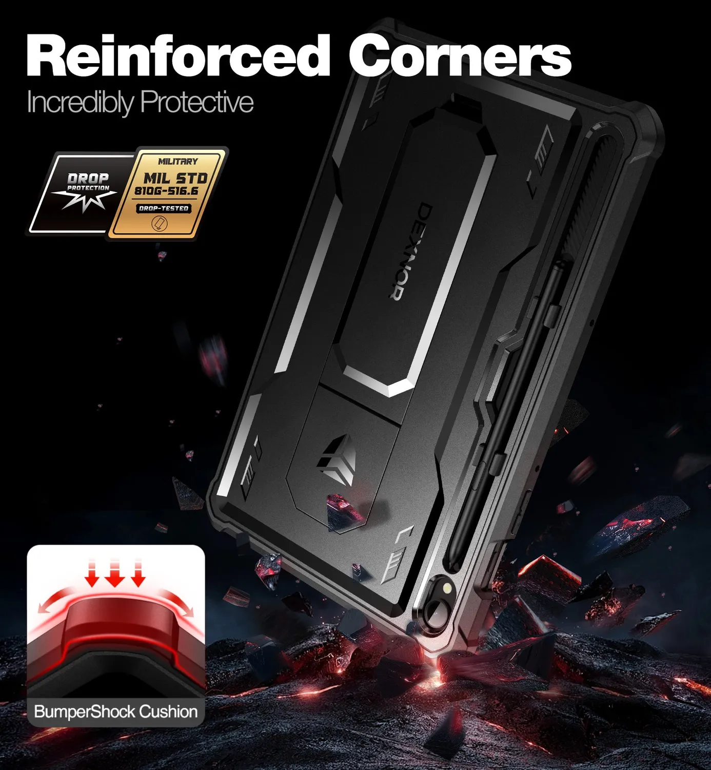 Dexnor Galaxy Tab S9 Cover Nera Antiurto