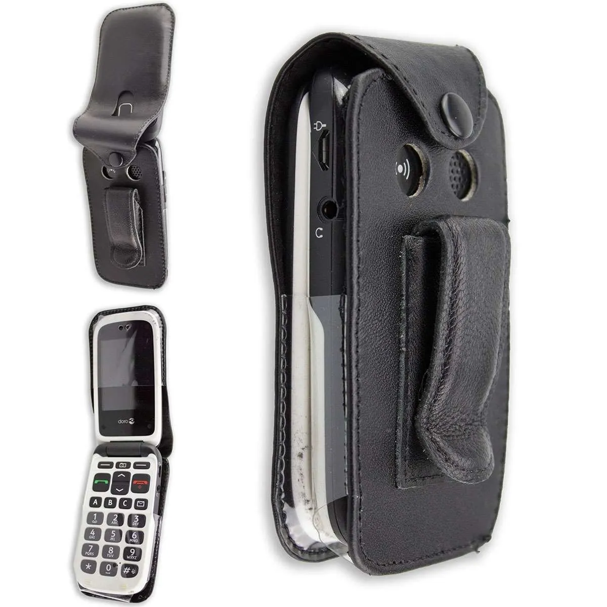 caseroxx Doro PhoneEasy 612 613 borsello pelle nero