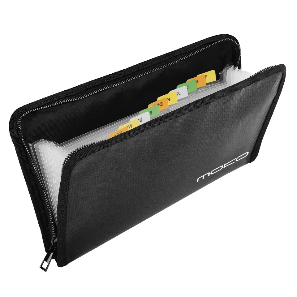 MoKo Porta Documenti Ignifugo A5 Nero 12 Tasche