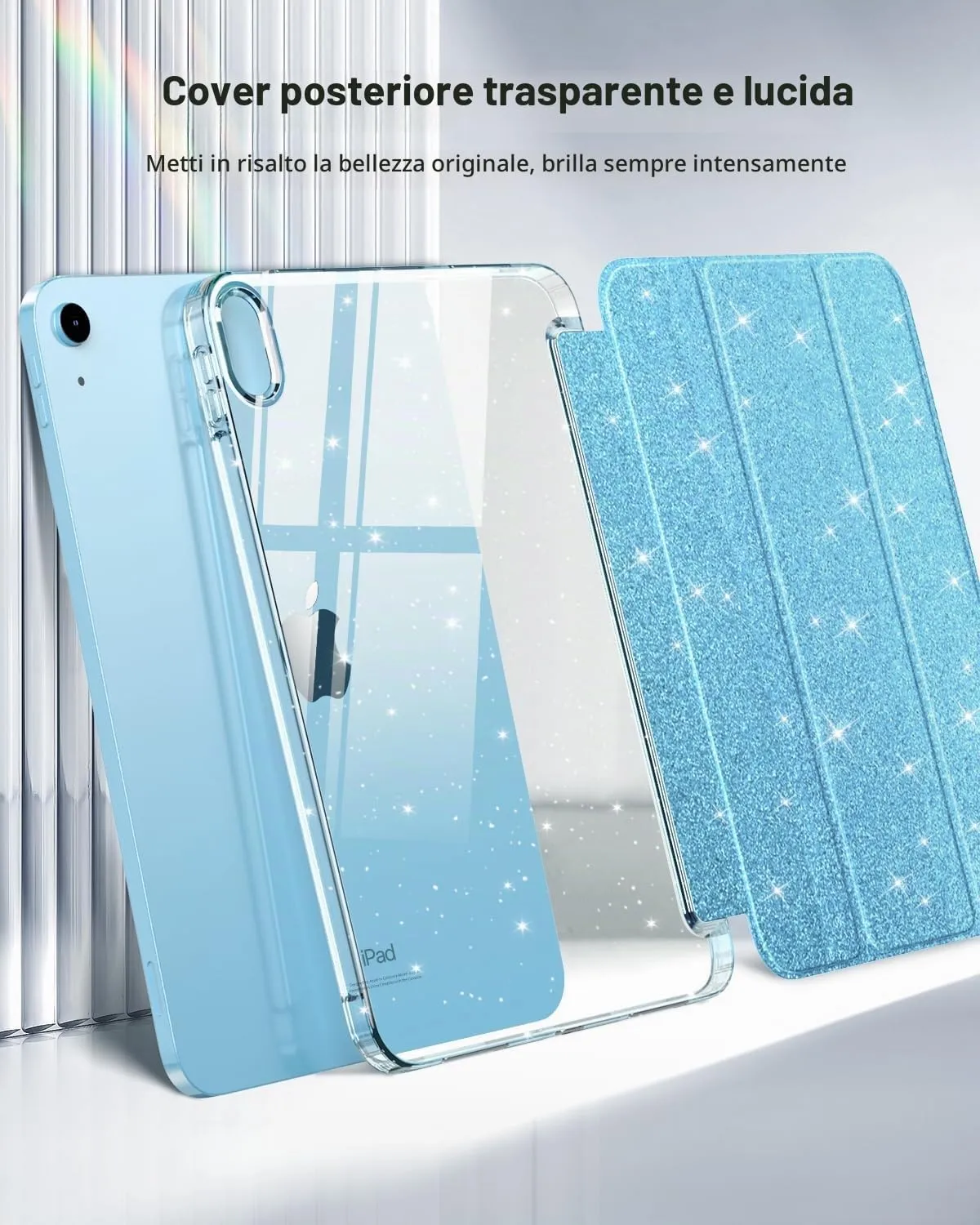 MoKo Cover iPad 11 10a Glitterato Blu Cielo TPU