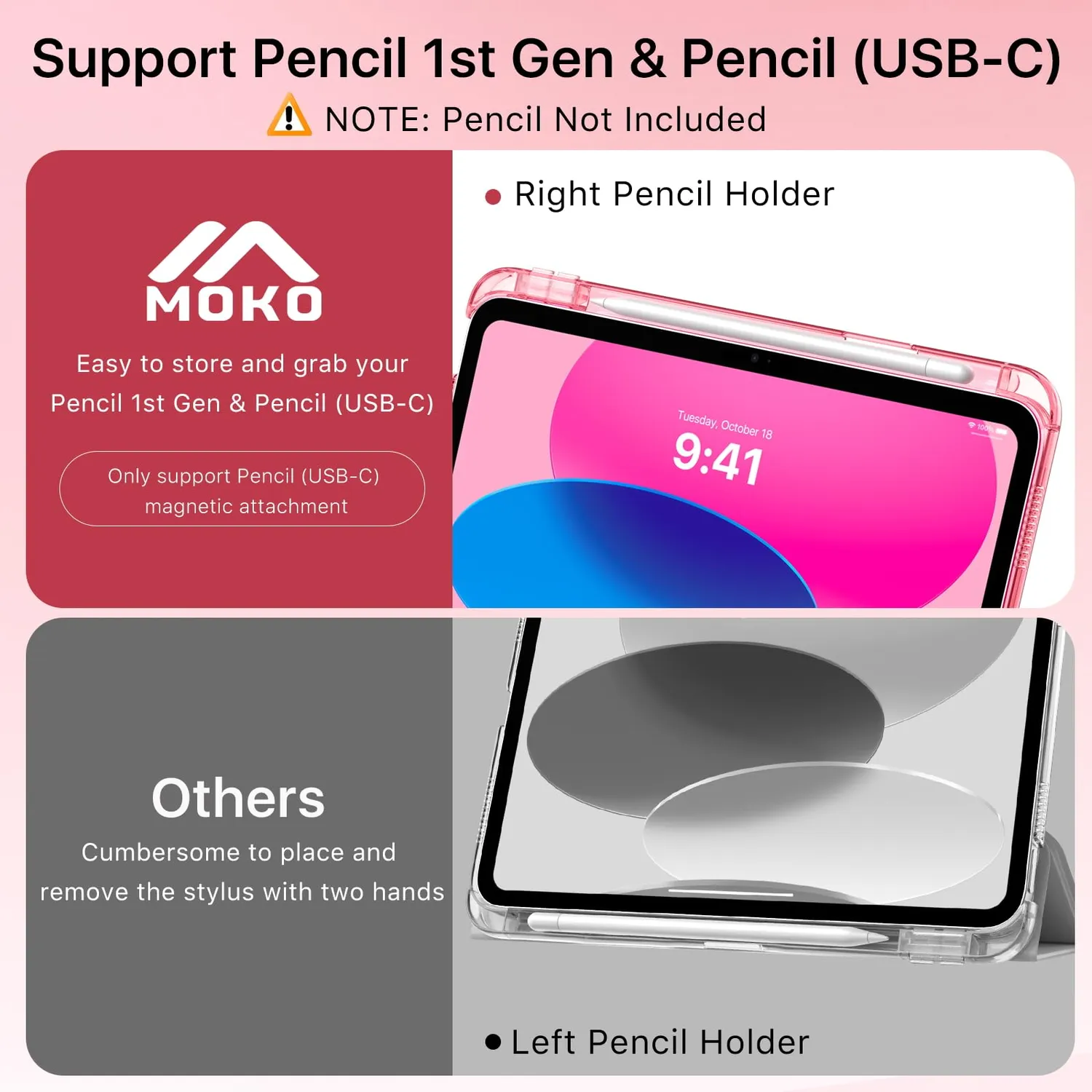 MoKo Cover iPad A16 11 10 Gen Anguria Rosa con Penna