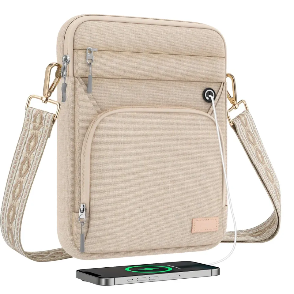 MoKo Borsa Tracolla Tablet 9-11 Pollici Sabbia Cuffie