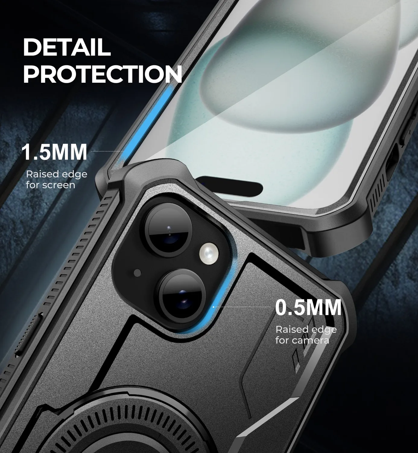 Dexnor iPhone 15 Plus 14 Plus cover antishock nera kickstand