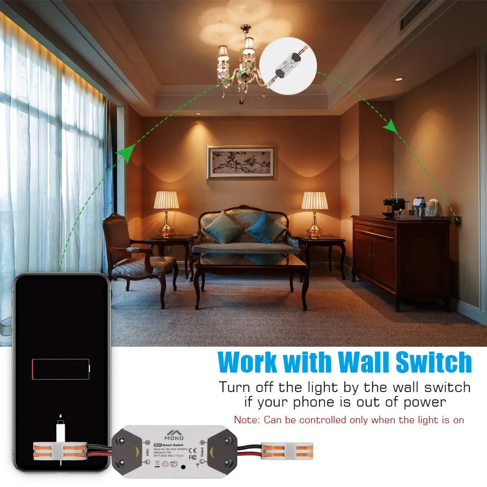 MoKo Smart Switch WiFi relè Alexa Google 2 pezzi