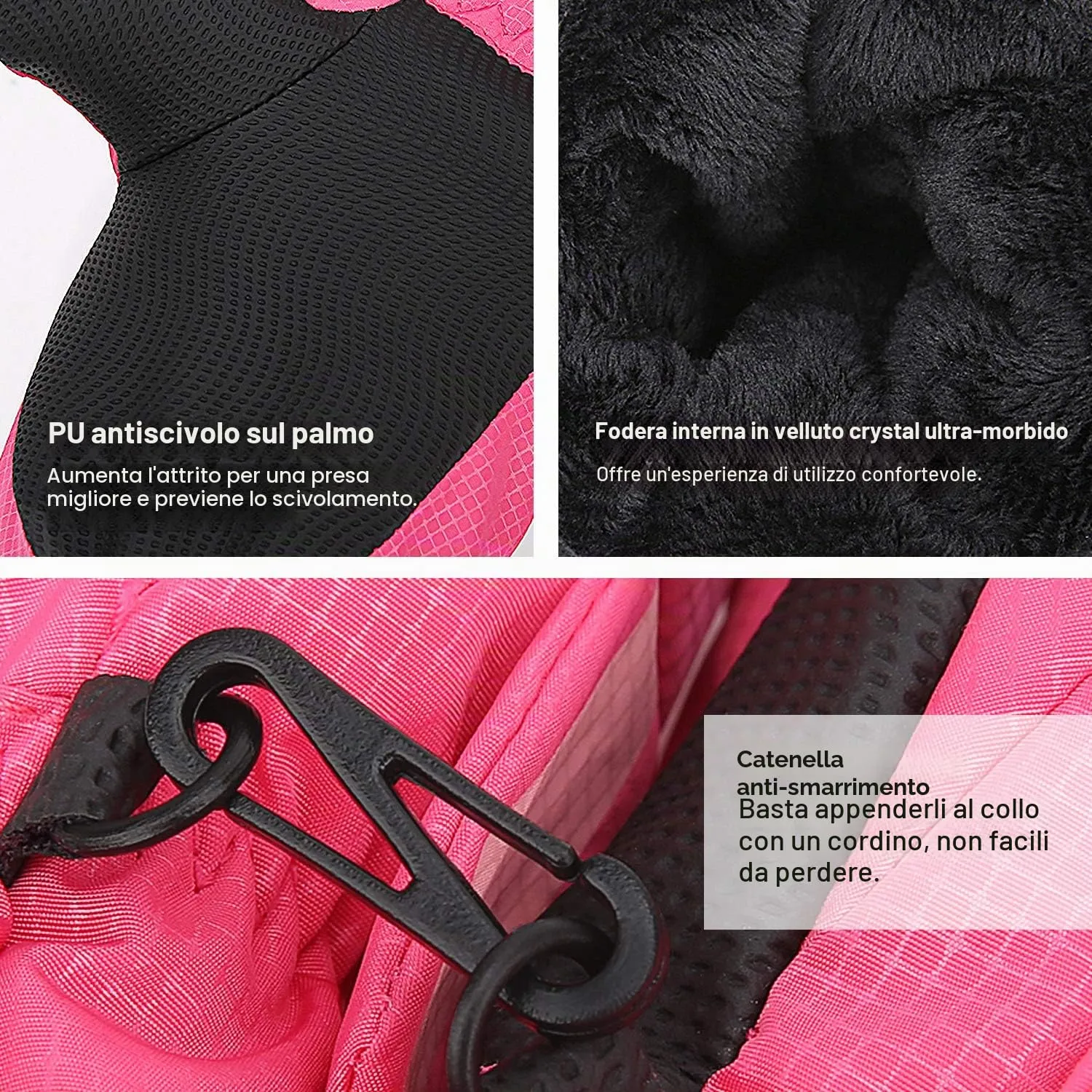 MoKo Guanti Sci Bambini Magenta S 1-3 Anni Impermeabili