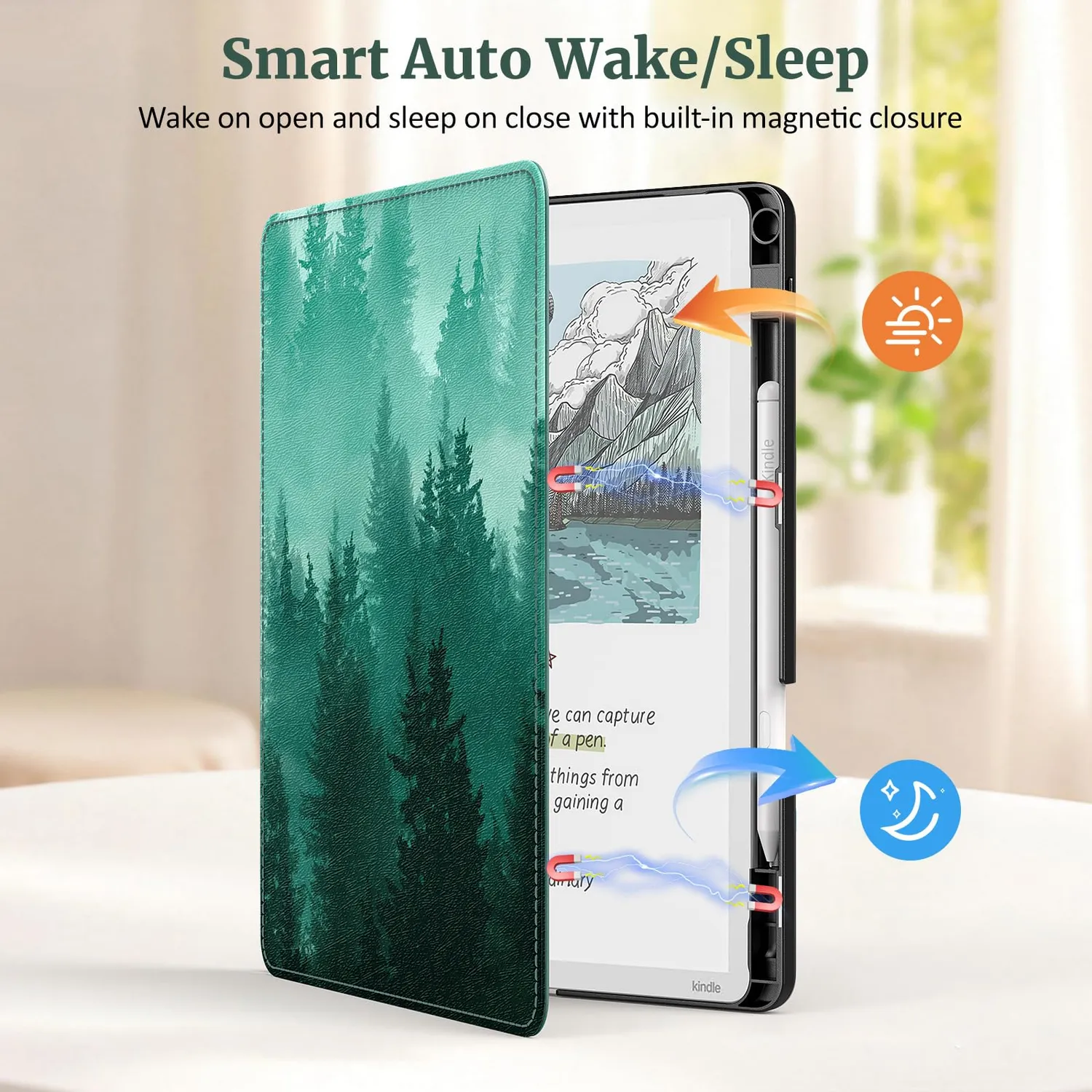 MoKo Kindle Scribe 11" 2025 custodia con supporto verde foresta pelle