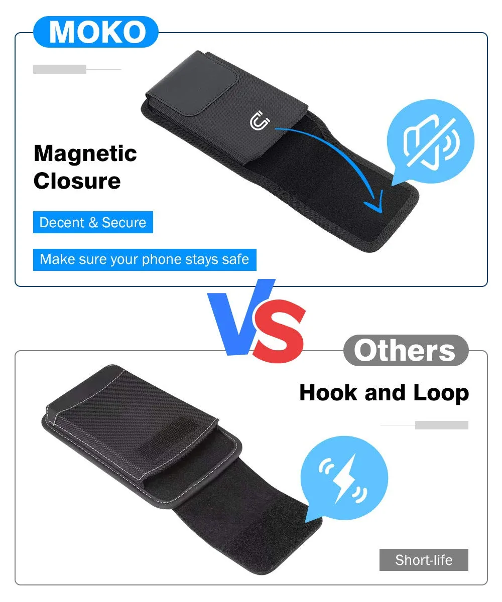 MoKo Fondina Cellulare Nylon nera 6,7 pollici cintura