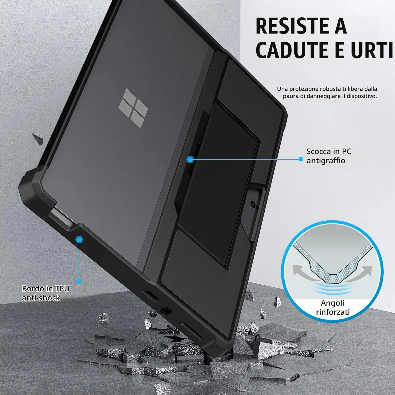 MoKo Custodia Surface Pro 8 13" Nero PC+TPU Antiurto