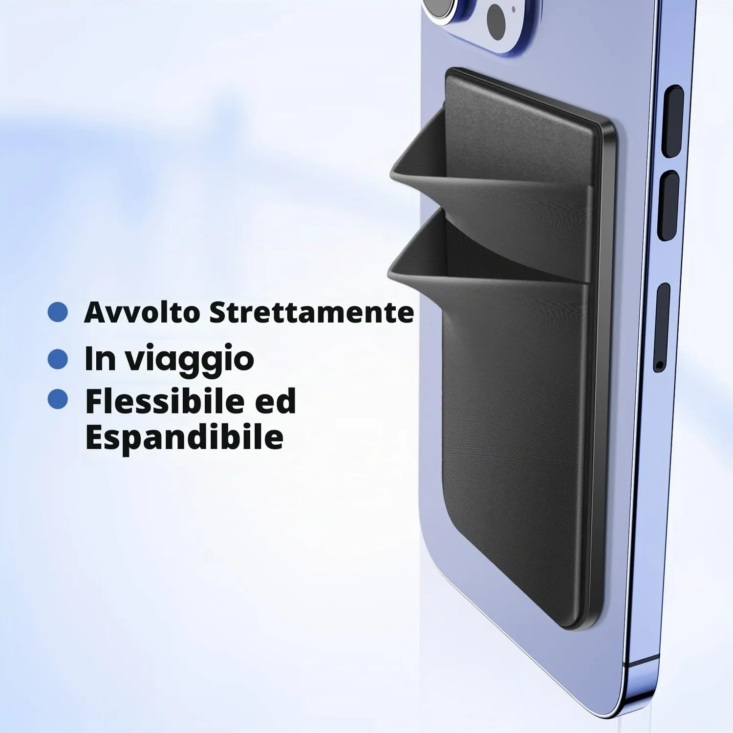CloudValley MagSafe wallet 5 carte nero pelle vegana