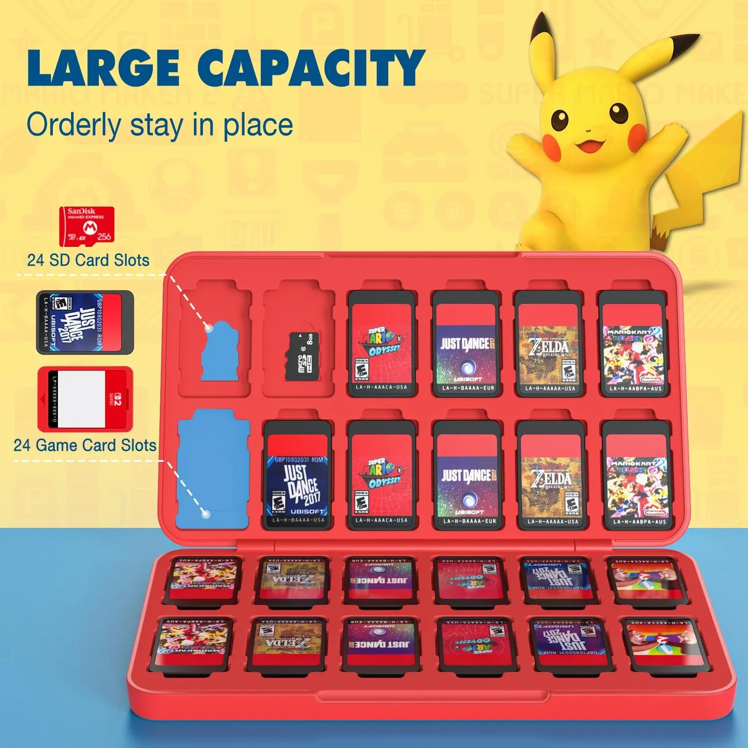 MoKo Custodia 24 Giochi Switch Bianco Nero Magnetica
