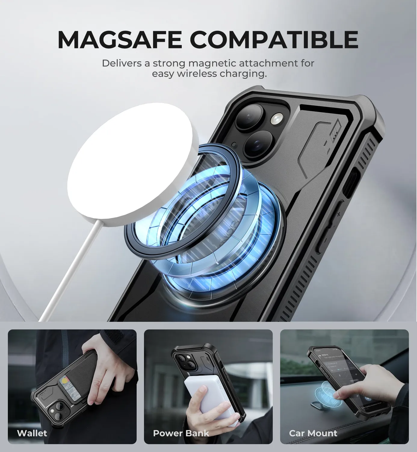 Dexnor iPhone 15 custodia nera MagSafe antiurto