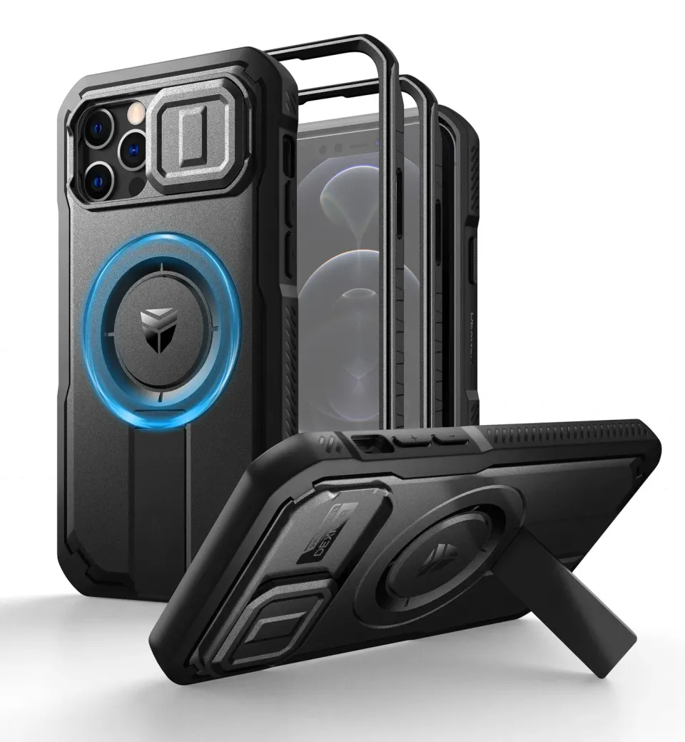 Dexnor iPhone 12 cover nera MagSafe antishock con stand