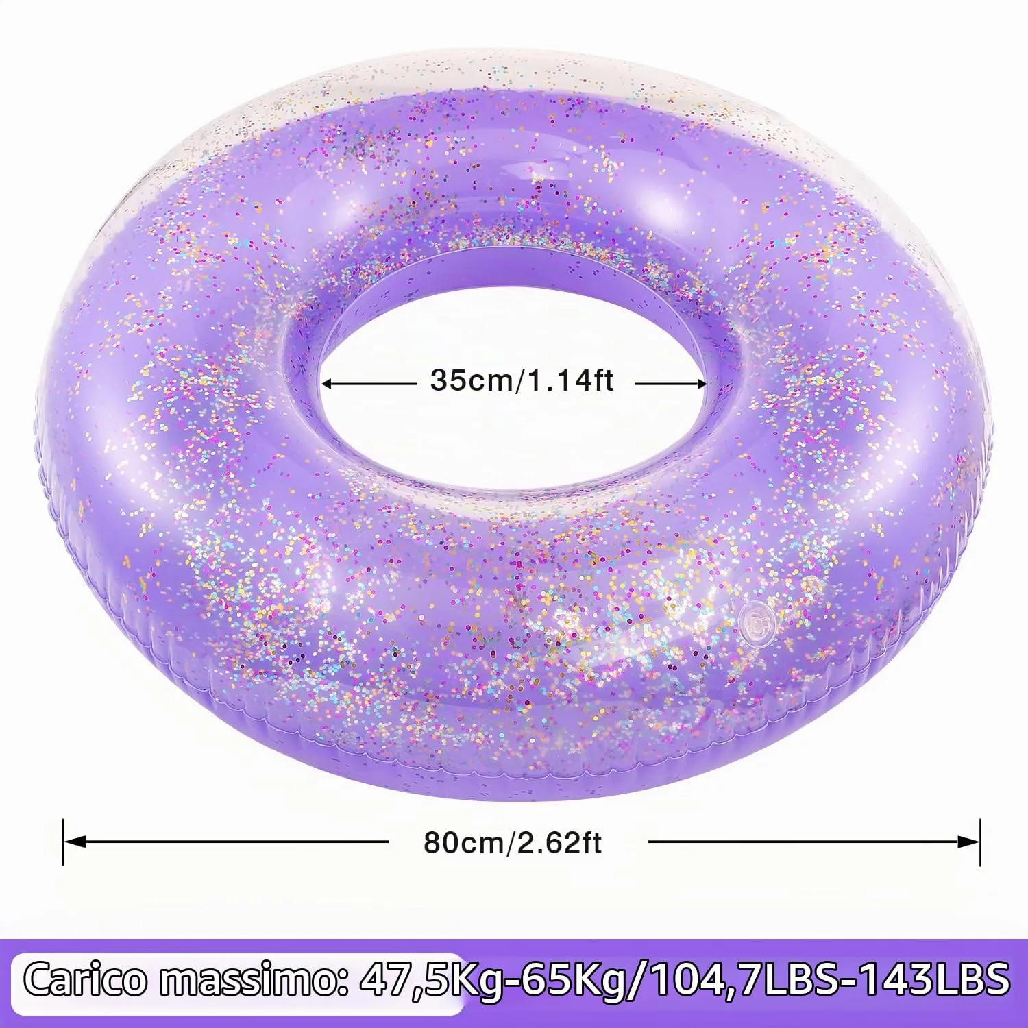 MoKo Ciambella da Nuoto Paillettes Anello Piscina 90cm PVC