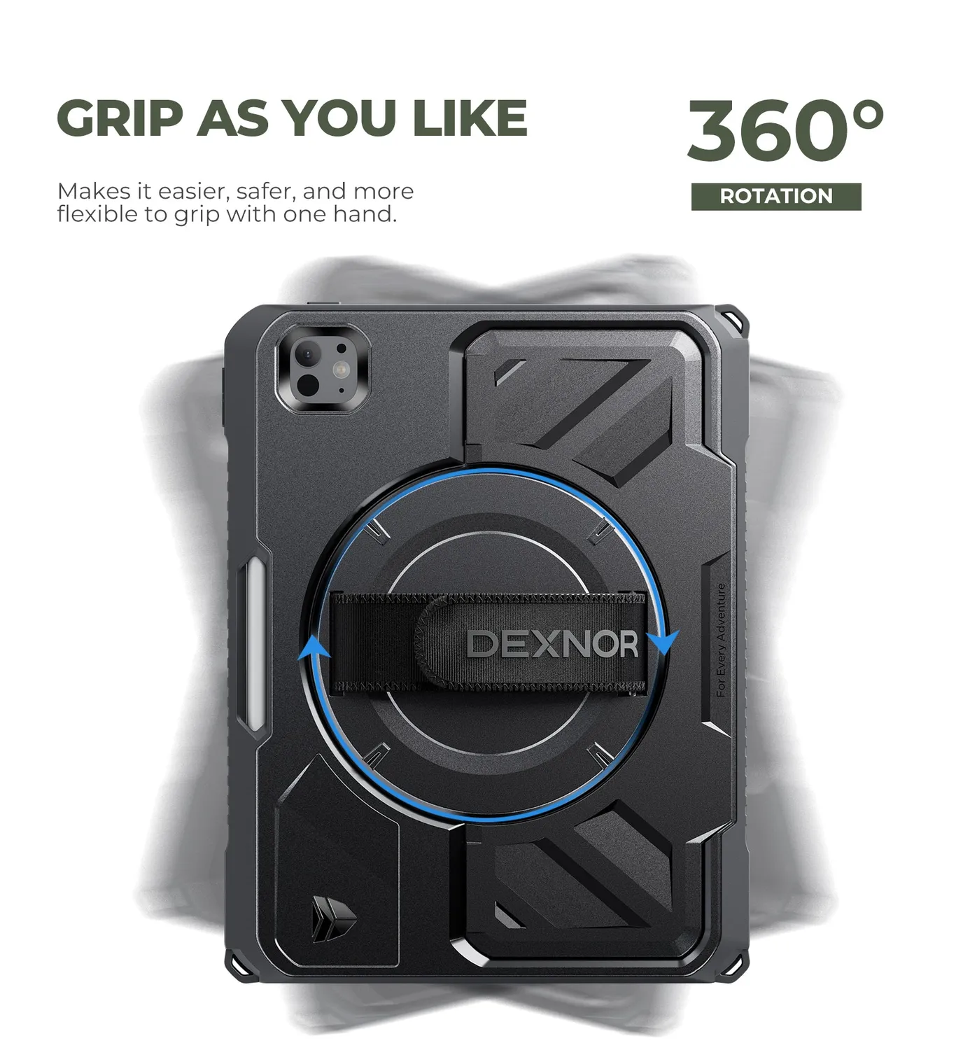 Dexnor iPad Pro 11 M5 M4 Cover Nera Antiurto Tracolla 360