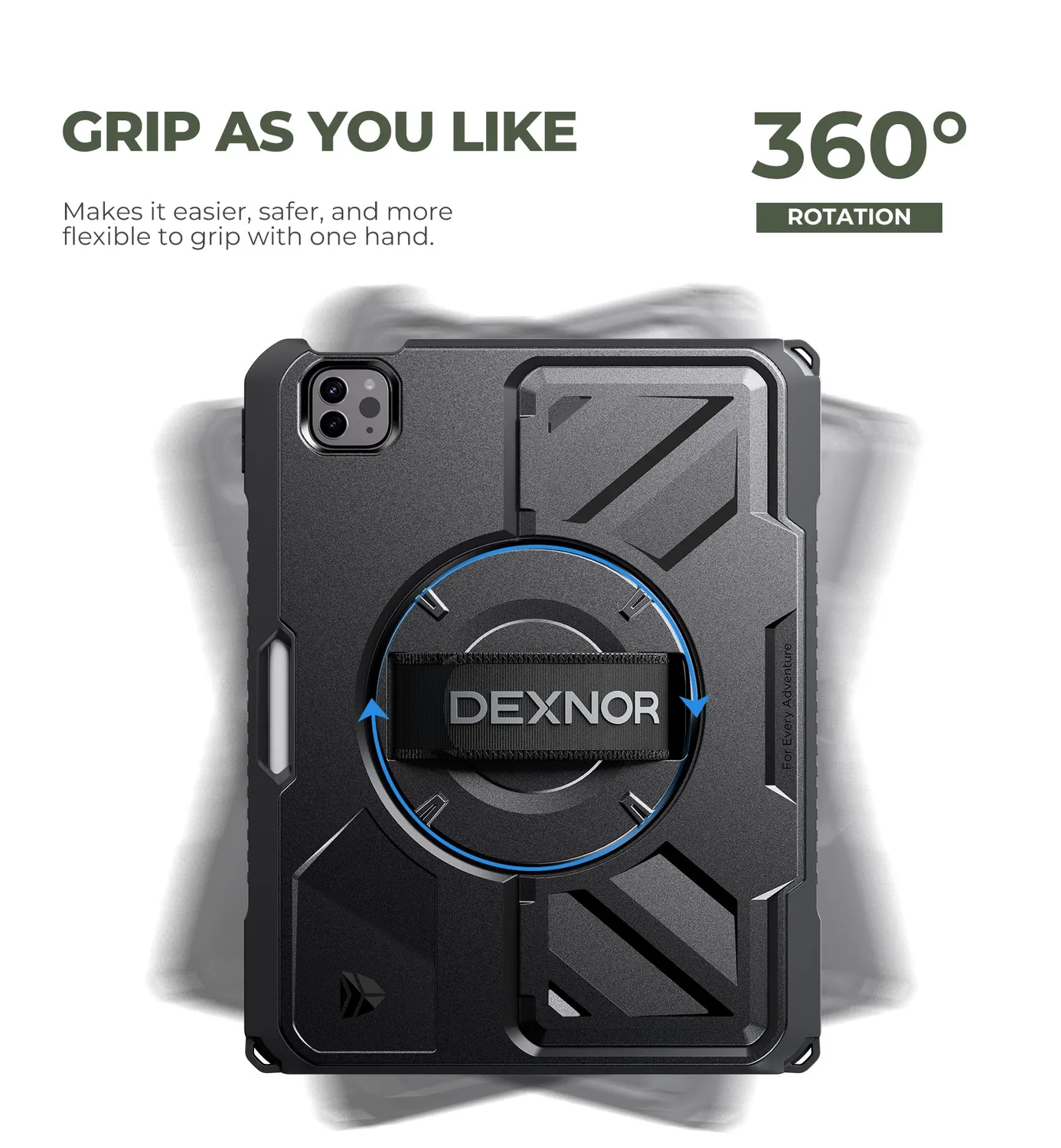 Dexnor iPad Pro 11 2018 custodia nera con tracolla