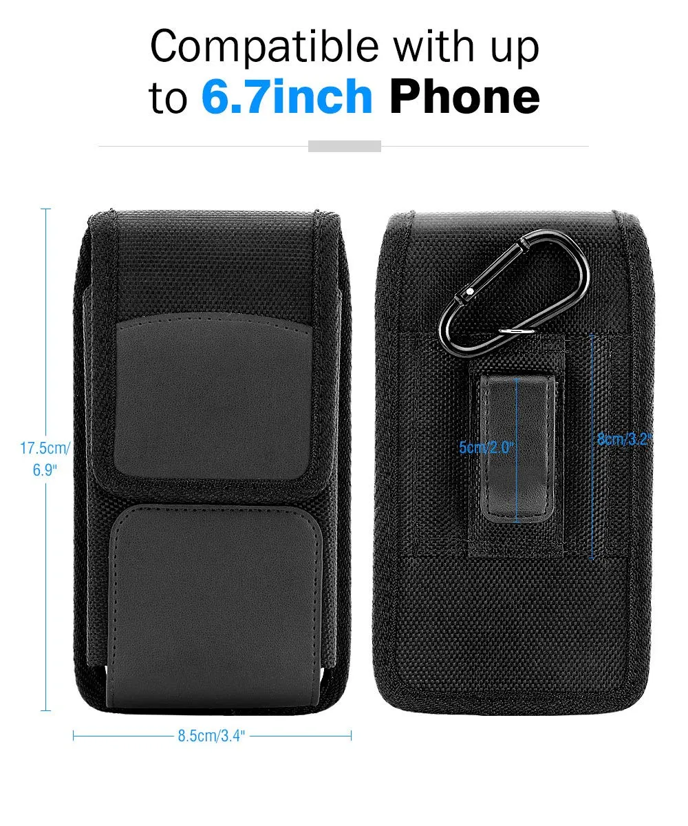 MoKo Fondina Cellulare Nylon nera 6,7 pollici cintura