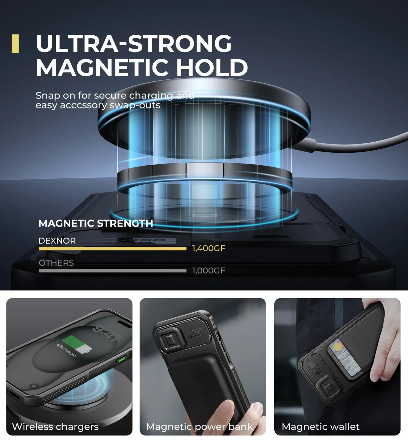 Dexnor cover iPhone 14 Plus nera MagSafe con stand