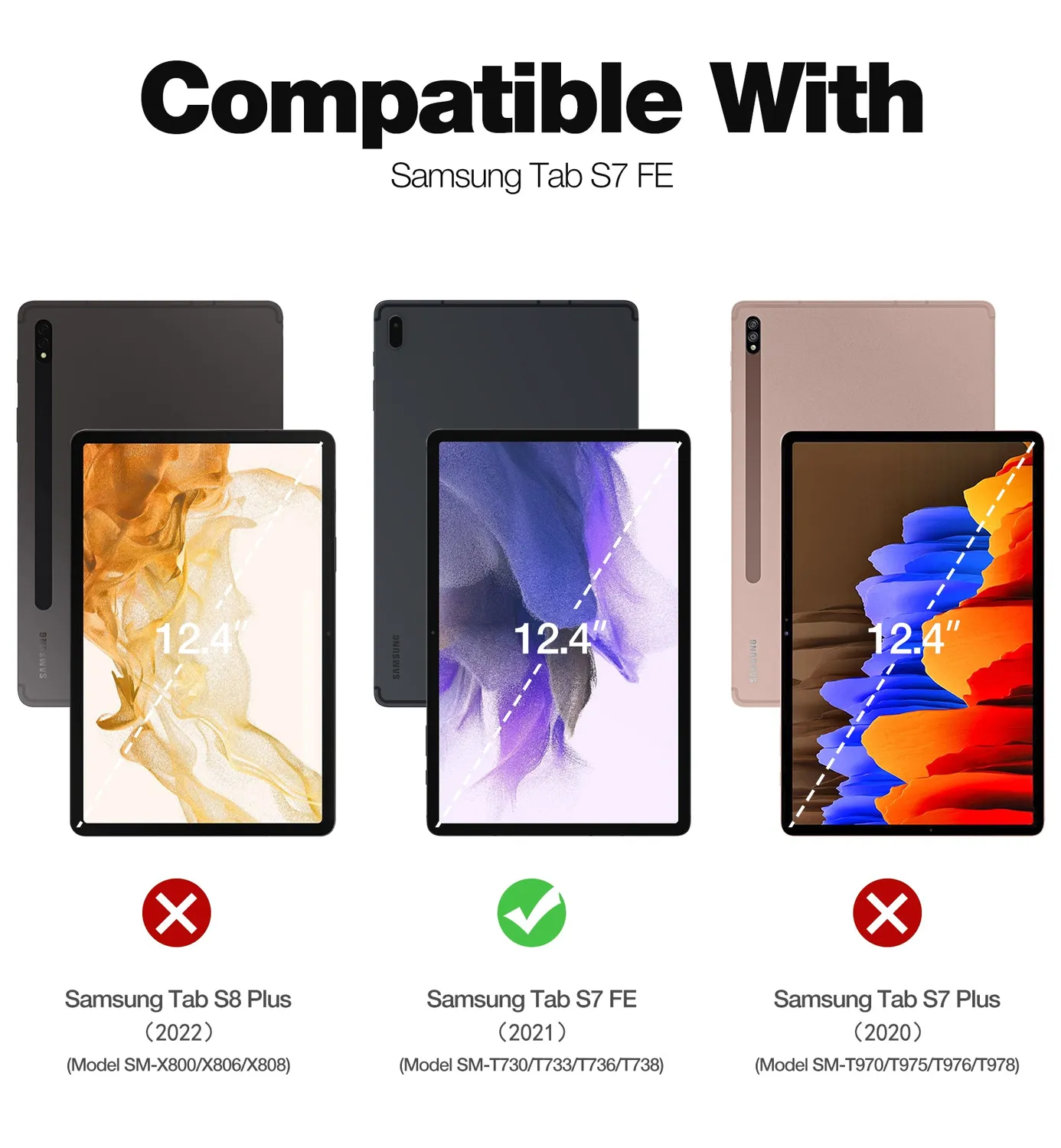 Dexnor Galaxy Tab S7 FE 12.4 custodia nera antiurto con penna