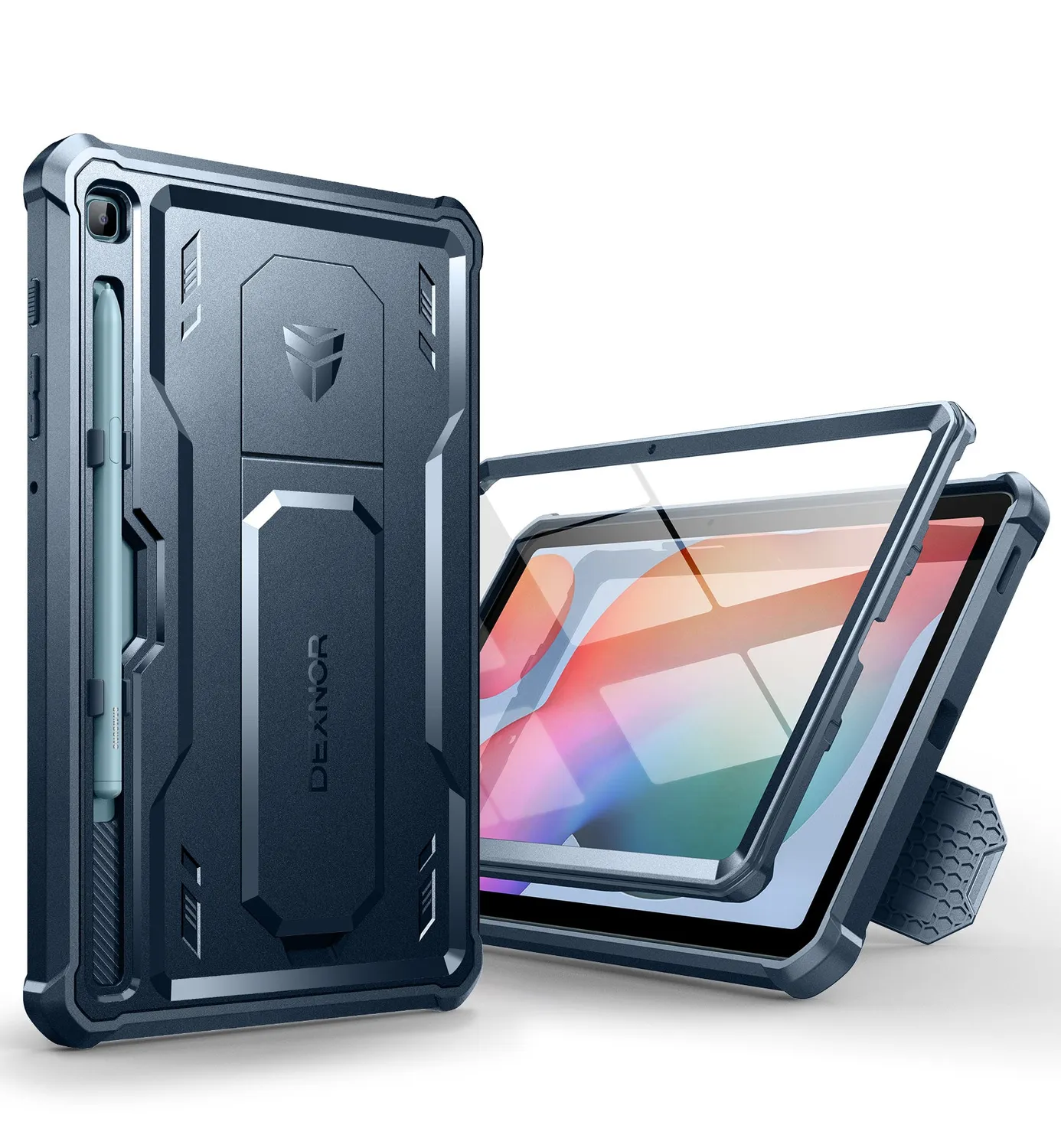 Dexnor Galaxy Tab S6 Lite Cover nera rugged con porta-penna