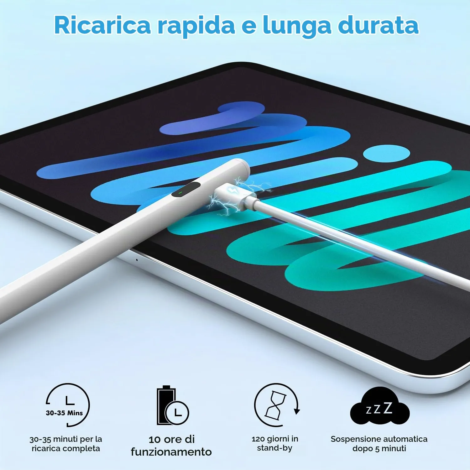 MoKo penna stilo universale touch bianca display batteria