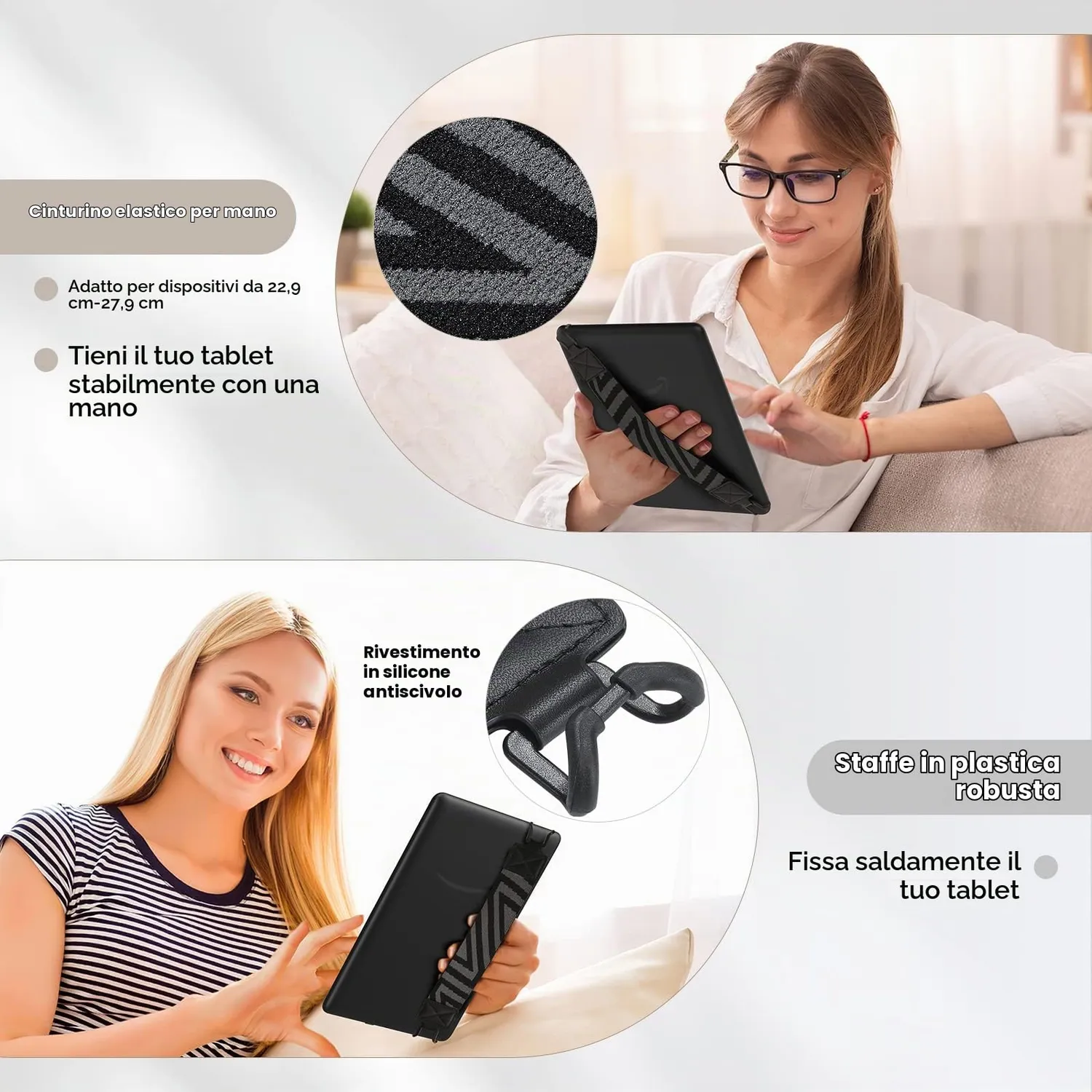MoKo cinturino mano tablet 9-11" nero elastico