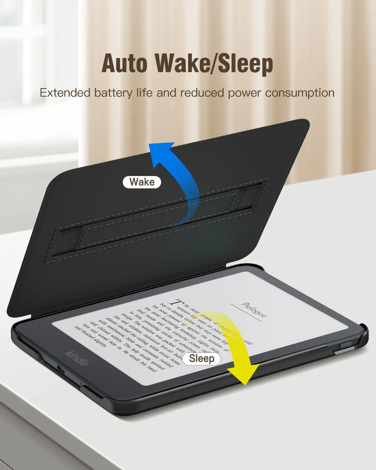 MoKo Custodia Kindle 12a Gen 6" Denim Nero con cinghia mano
